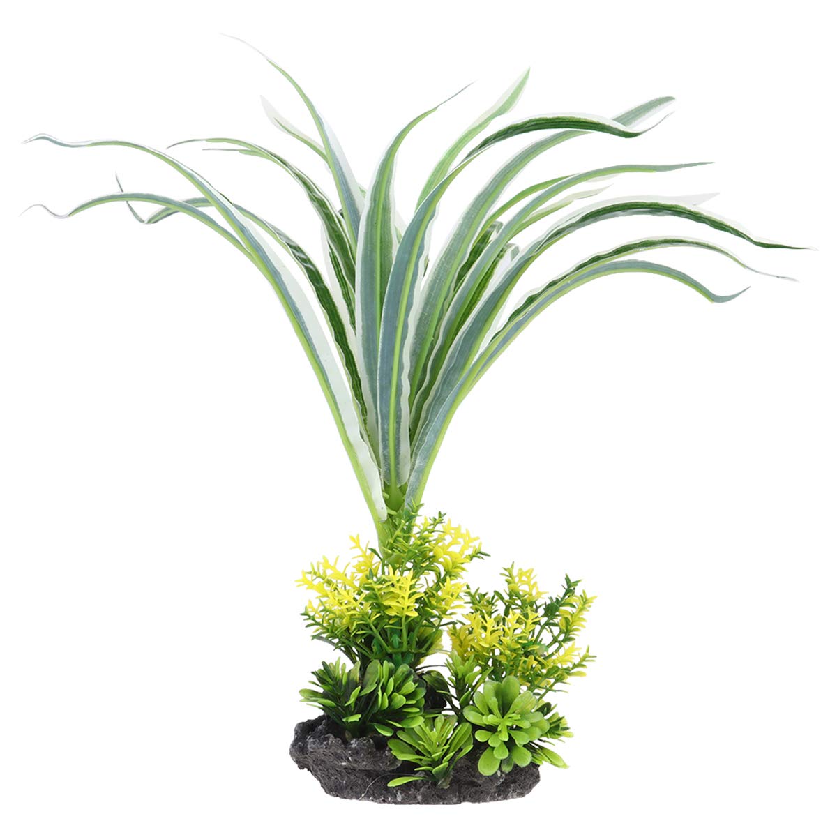 TEHAUX Aquarium Plastic Plants - Artificial Grass Decor for Fish Tanks (Black Resin Base) - Perfect for Underwater Landscapes