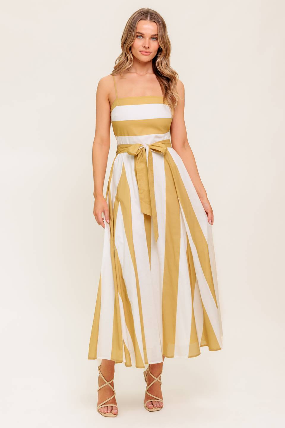 Desert Sands Taupe Midi Dress - Elegant Casual & Party Wear for Women | Perfect for Weddings, Office & Evening Events