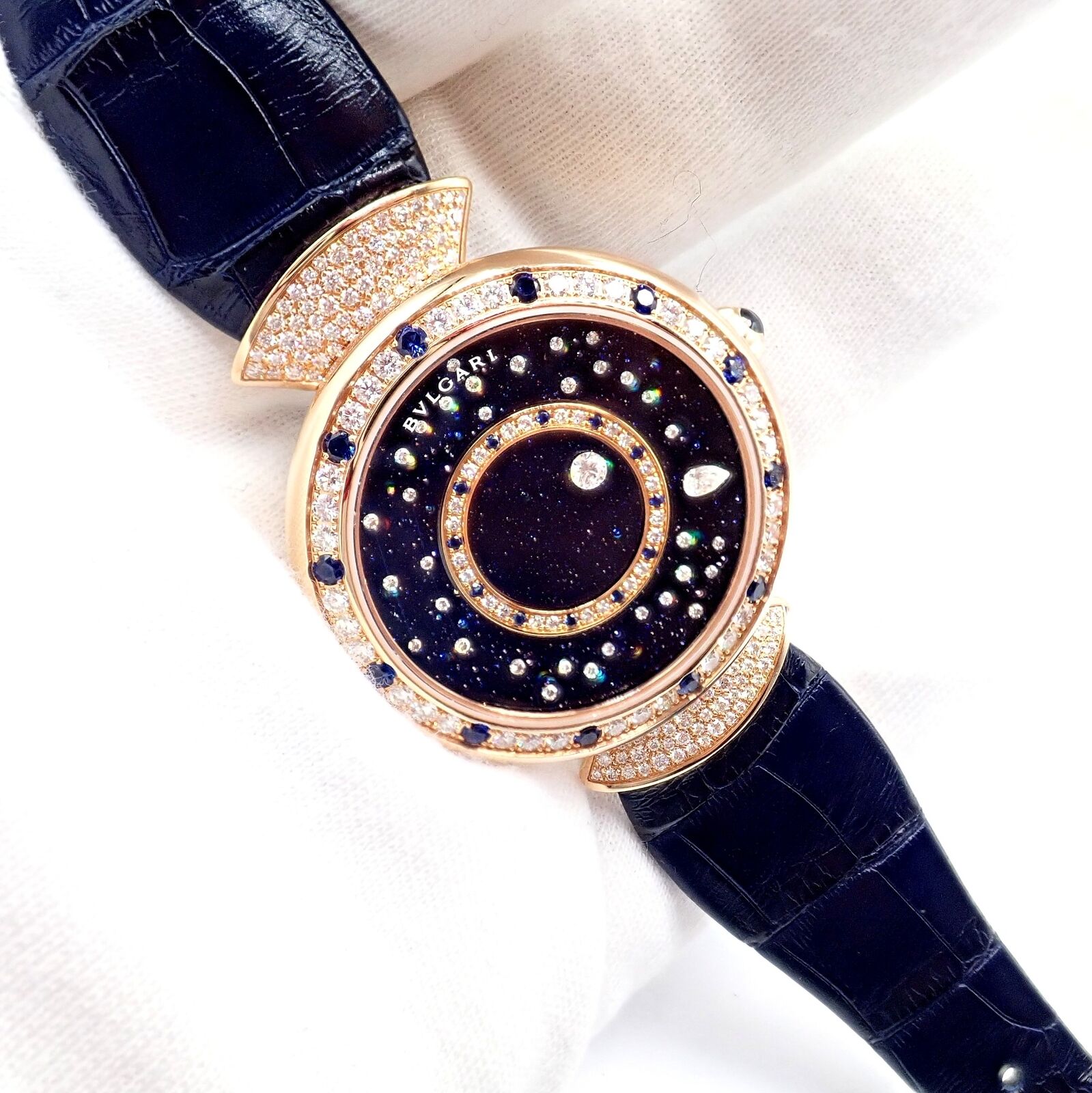 Bulgari 18k Rose Gold Diamond Sapphire Divas Dream Automatic Roman Night Watch - Luxury Women's Timepiece for Gala Events & Evening Occasions