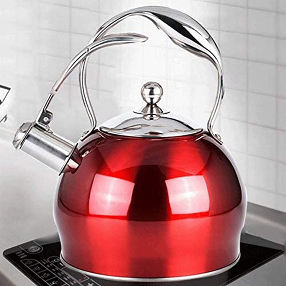 Premium Stainless Steel Whistling Tea Kettle - Induction Compatible Stovetop Teapot with Ergonomic Handle for Home, Kitchen & Office Use - Perfect for Boiling Water, Brewing Tea & Coffee Making