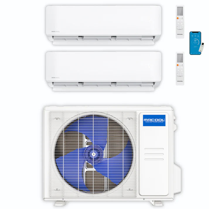 MRCOOL DIY Mini Split 18,000 BTU 2 Zone Ductless Air Conditioner and Heat Pump - Energy Efficient HVAC System for Home & Office Cooling/Heating | Easy Installation DIY B 218HP0909
