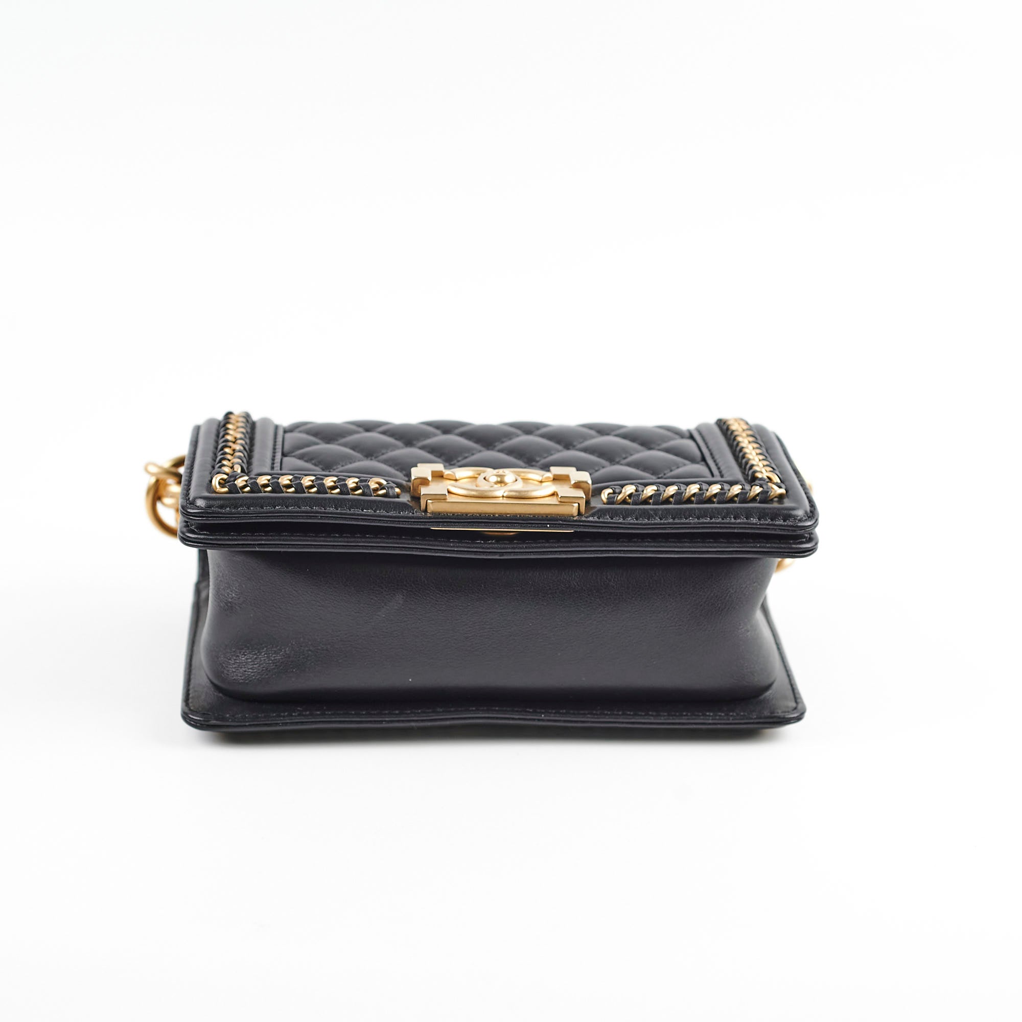 Chanel Boy Small Black Lambskin Leather Top Handle Bag with Microchip - Luxury Designer Handbag for Women, Perfect for Evening Events & Special Occasions