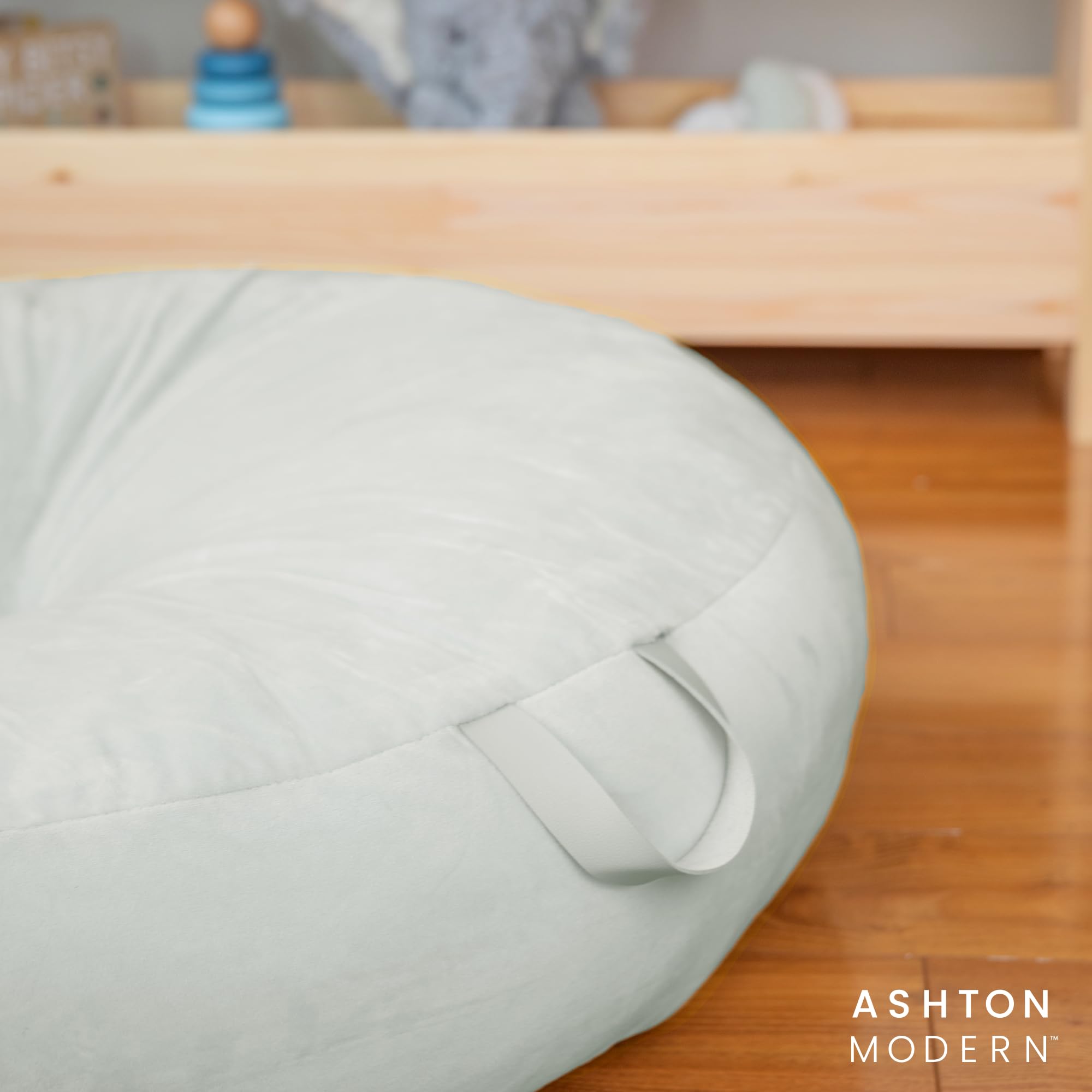 32 Inch Soft Blue Round Floor Cushion for Kids - Large Classroom Pillow, Throw Pillow, Decorative Lounger for Reading Nook, Playroom, and Bedroom