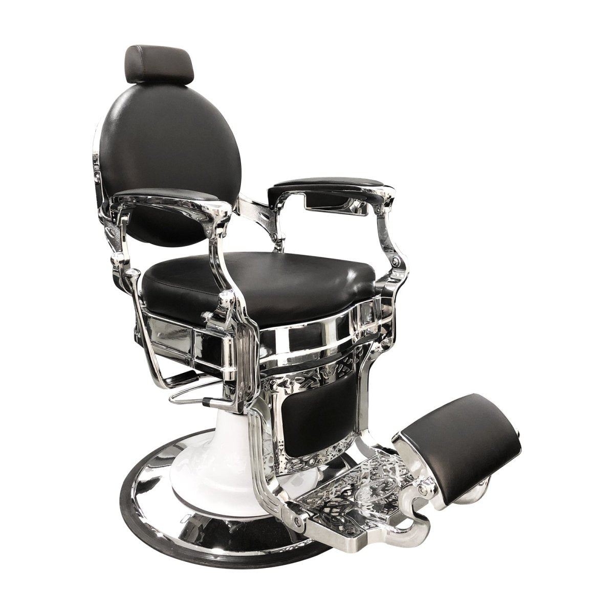 Greenlife ® Galaxy Premium Antique Salon Barber Chair - Silver & Black BC 501 | Vintage Style Haircut Chair for Professional Salons & Home Barber Shops | Perfect for Classic Barbering, Styling & Grooming Services