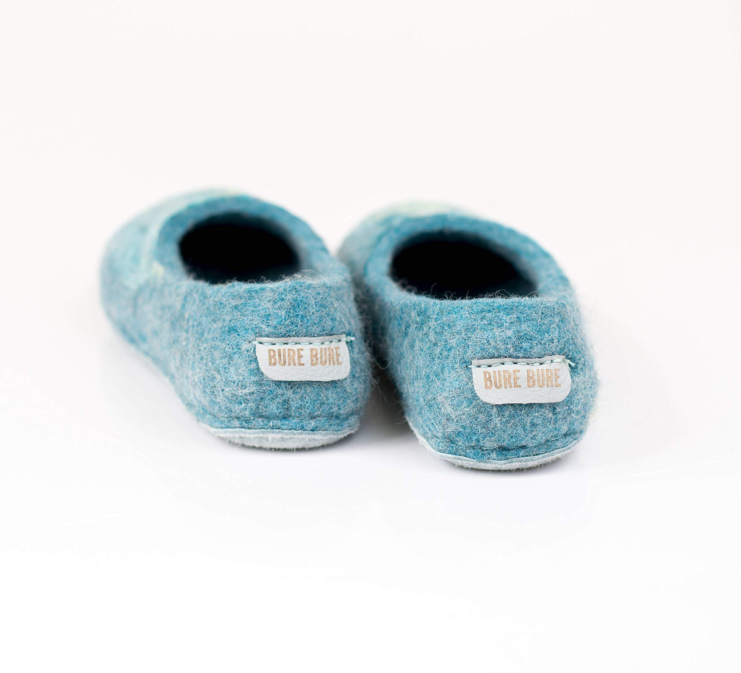 Handmade Turquoise Blue Wool Slip-On Slippers for Women - Cozy House Shoes for Relaxing at Home, Perfect Mothers Day Gift for Her