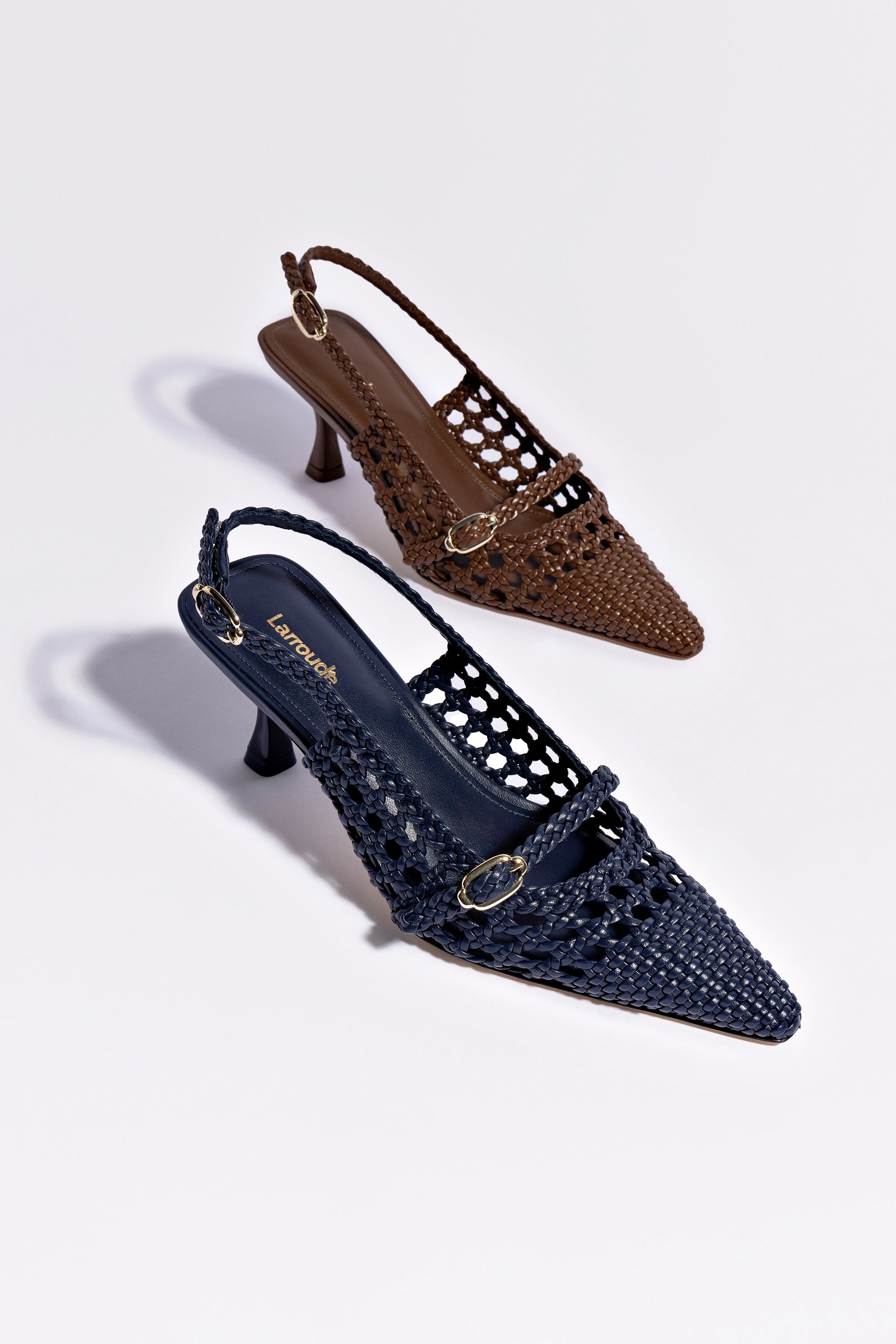 Ines Macrame Pump Shoes for Women - Navy Blue Leather Dress Shoes for Work & Evening Wear | Comfortable & Stylish Heels for Office, Party & Special Occasions