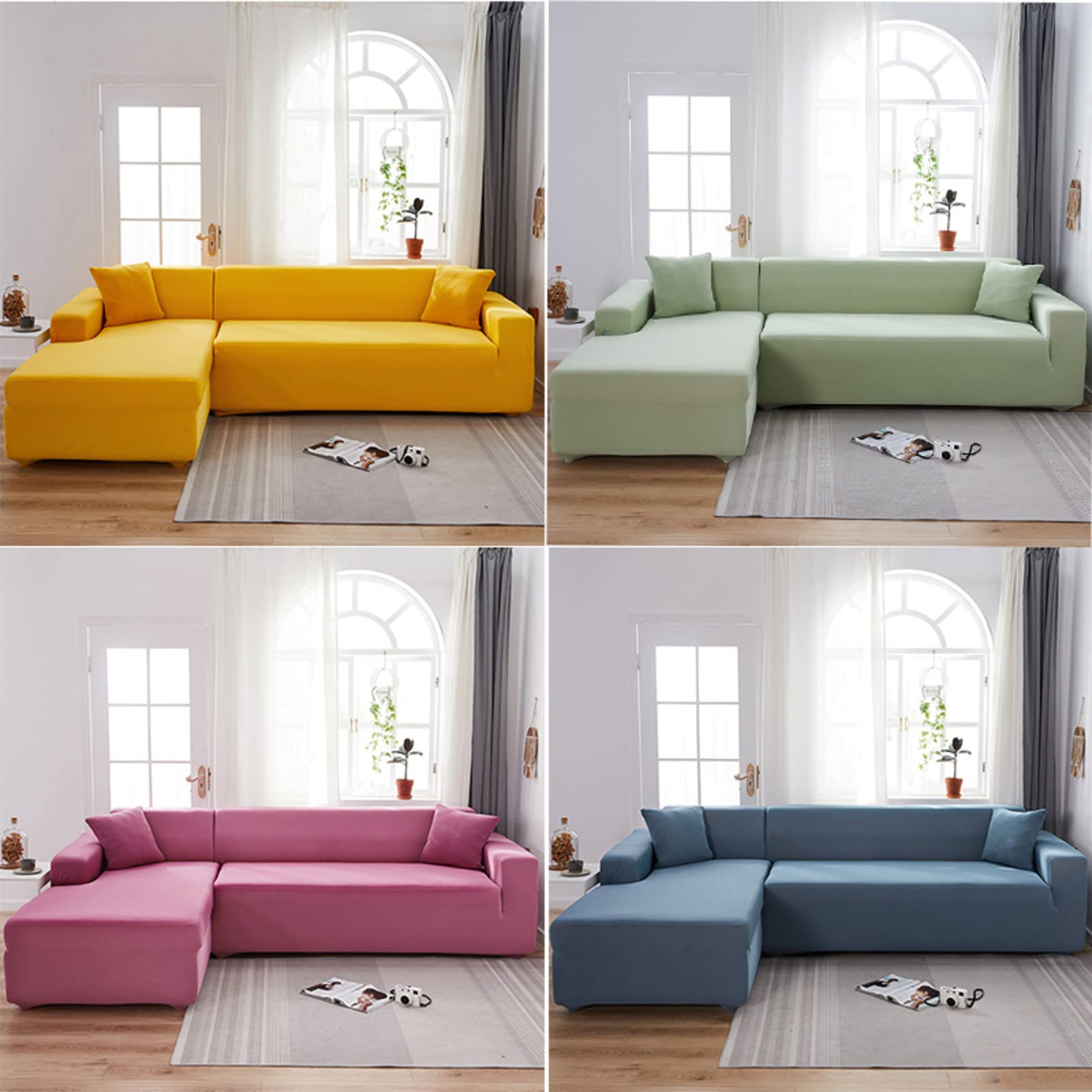 Waterproof Sofa Slipcover - Solid Color Anti-Slip Couch Cover for 3-Seater Sectional Sofa (74-90 Inches) | Stain Resistant, Durable Fabric | Perfect for Living Room, Family Room & Pet-Friendly Homes