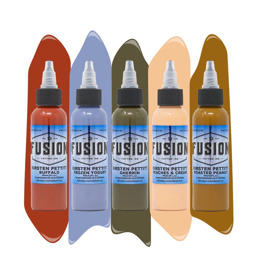 Kirsten Pettitt 5 Bottle Signature Ink Set - Professional Fusion Tattoo Ink for Artists - Choose Your Size - Perfect for Tattoo Shops, Body Art & Permanent Makeup