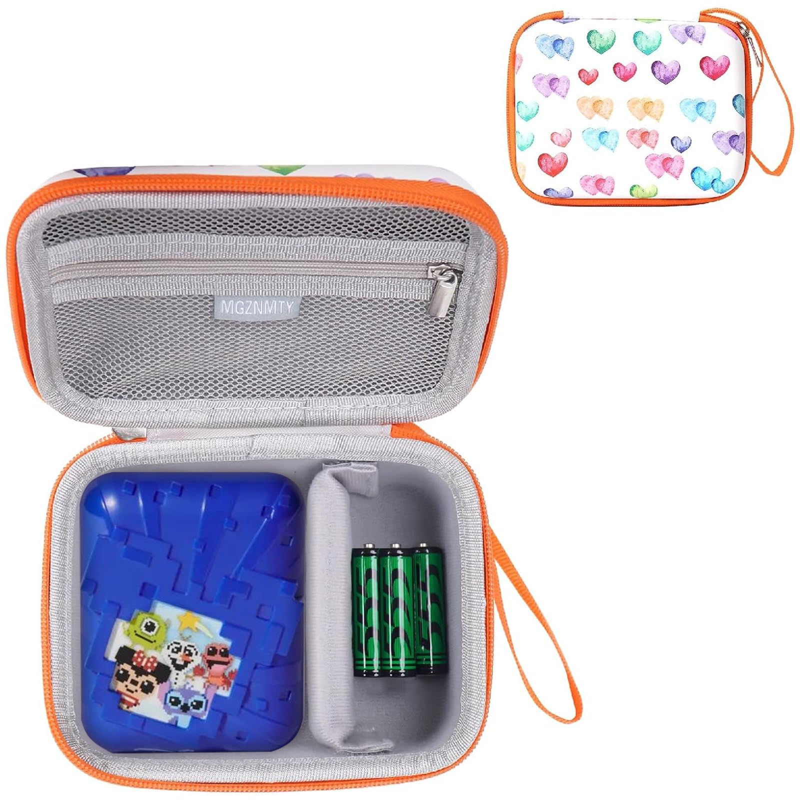 MGZNMTY Protective Travel Case for Bitzee Disney & Bitzee Magicals Digital Pets - Durable Storage Holder for Interactive Virtual Toys & Electronic Gadgets - Perfect for Kids Travel, School & Playtime (Raining Hearts Design)