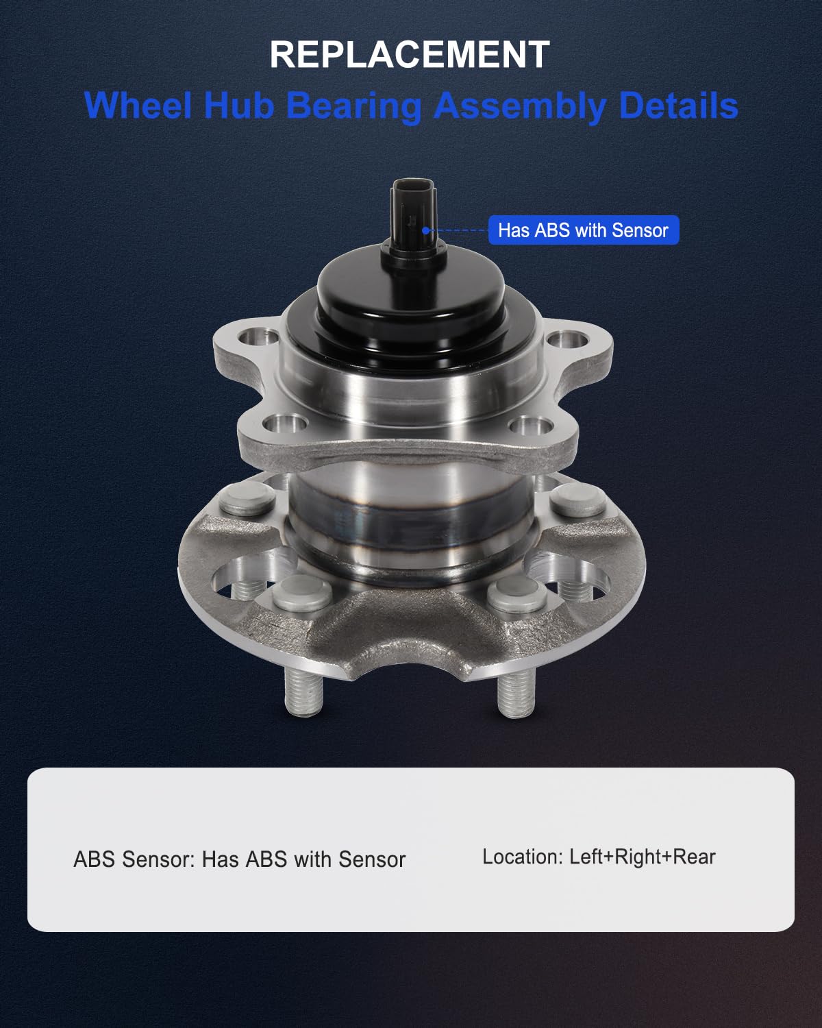 ECCPP Rear Wheel Hub and Bearing Assembly 512456 - Compatible with 2011-2016 Toyota Sienna, 5-Lug ABS Replacement - Perfect for Smooth Rides and Safe Braking on Highways