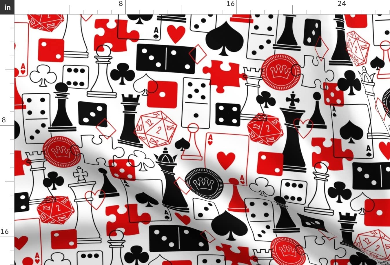 Chess Dice Puzzles Games Printed Minky Fabric by The Yard - Soft Plush Material for Sewing Baby Blankets, Quilt Backing & DIY Crafts - Perfect for Geeky Home Decor, Gamer Gifts & Nursery Projects