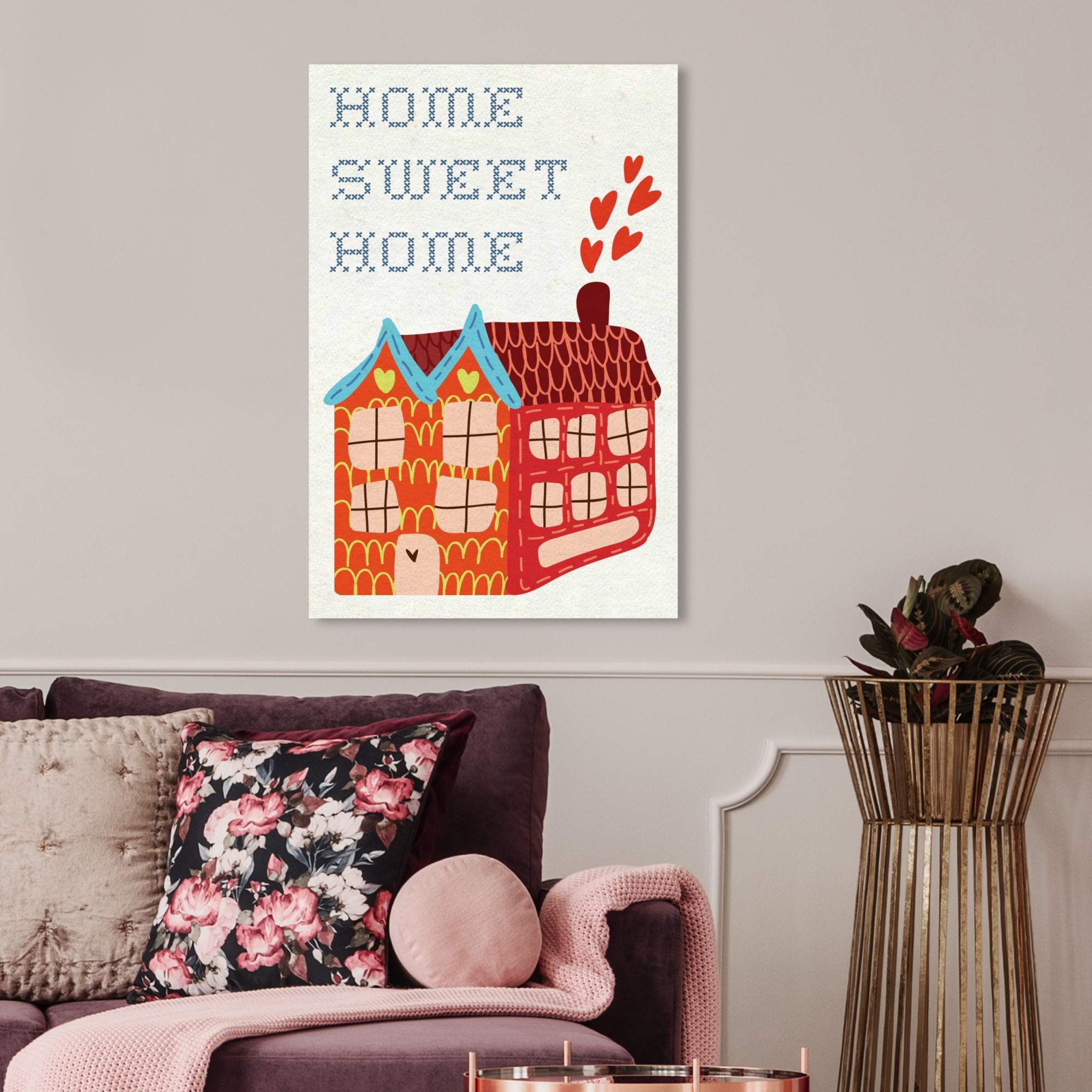 Oliver Gal Artist Co. 'Kids Sweet Home' Typography Wall Art Canvas Print - 20x30 Inch Orange & White Nursery Decor for Children's Bedroom, Playroom & Baby Shower Gift