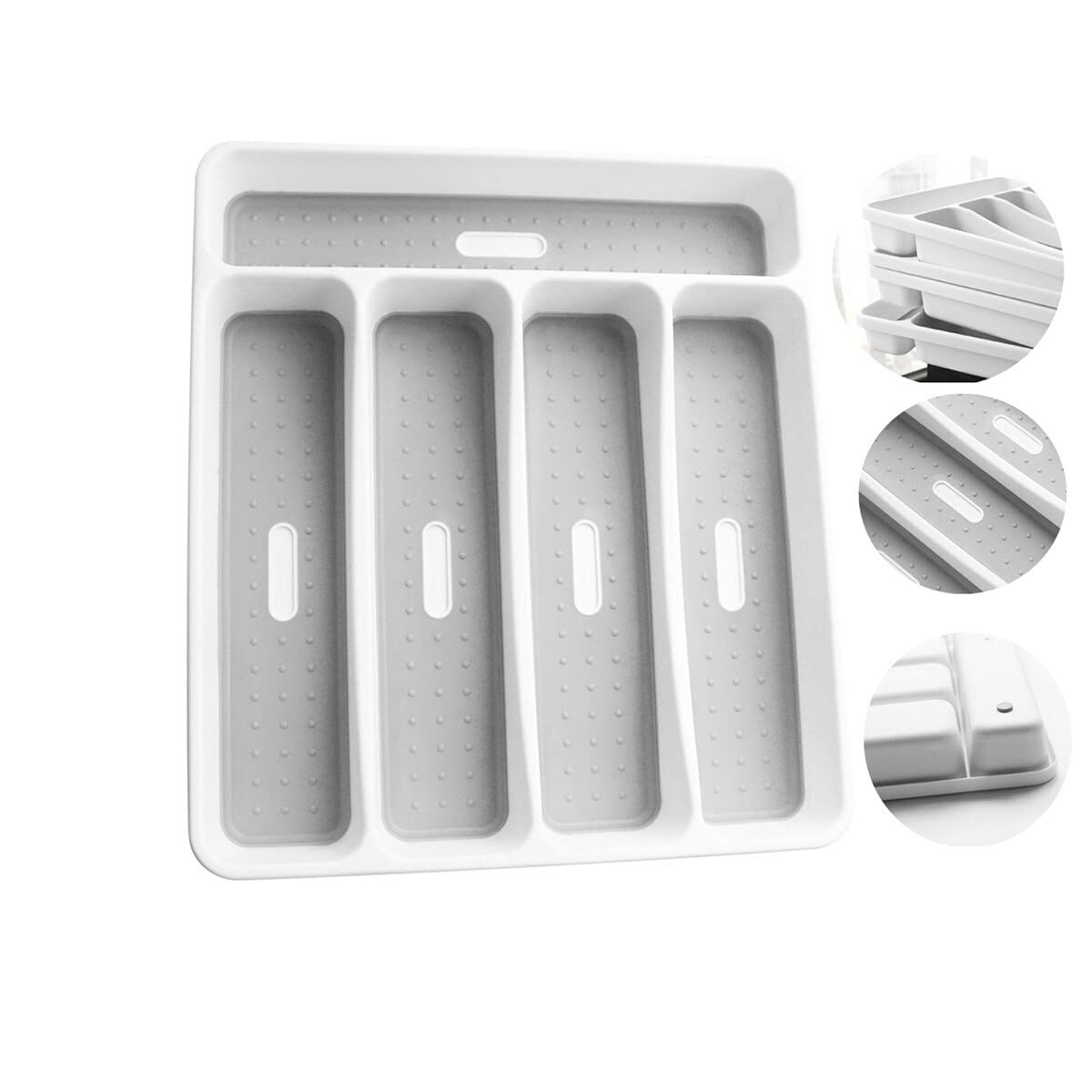 Plastic Kitchen Drawer Organizer - Utensil & Cutlery Tray for Spoon Fork Knife Storage | Durable Tableware Organizer with Dividers | Perfect for Kitchen Drawers, Shelves & Dining Table Organization