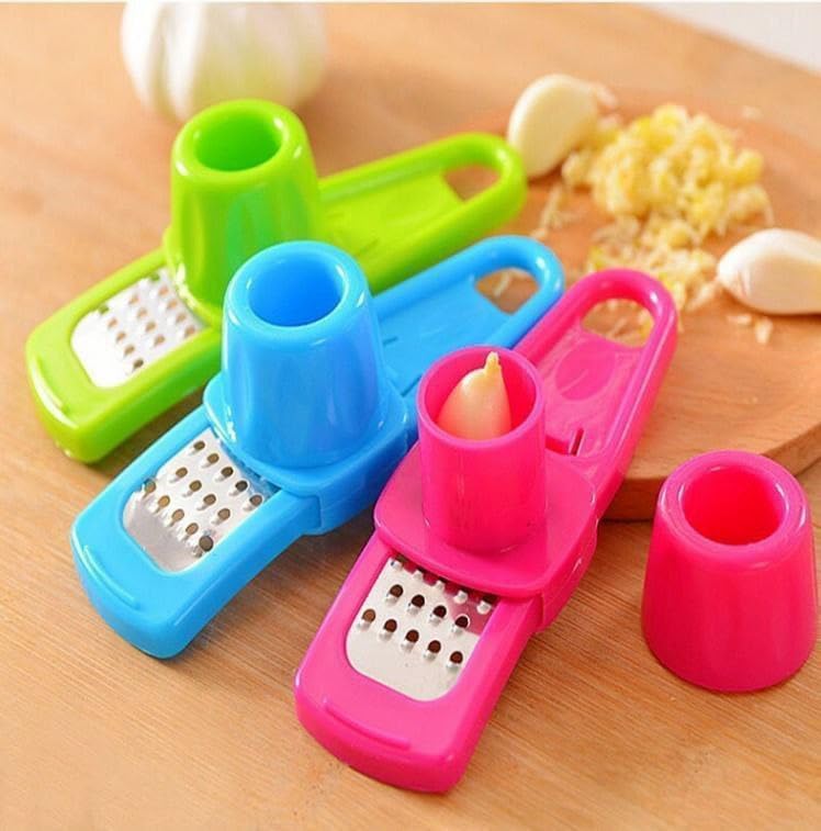 Blossom Creation Garlic Ginger Grater - Plastic Chopper for Kitchen - Multi-Color (Buy One Get One Free) - Perfect for Grating Garlic, Ginger & Spices for Cooking, Baking & Meal Prep