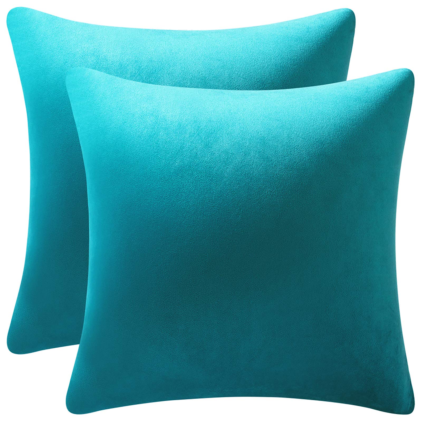 DEZENE 26x26 Inch Velvet Euro Pillow Covers - 2 Pack Soft Square Couch Pillow Shams for Living Room, Sofa & Bed - Oversized Decorative Throw Pillow Cases in Turquoise - Perfect for Home Decor, Cozy Comfort & Stylish Accents
