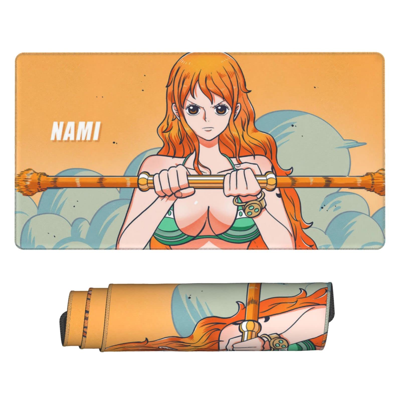 One Piece Anime Nami Mouse Pad - Extra Large 15.8x29.5 Inch Ergonomic Gaming Mouse Mat with Non-Slip Rubber Base for Laptop, Mac & PC - Perfect for School, Office & Gaming Setup