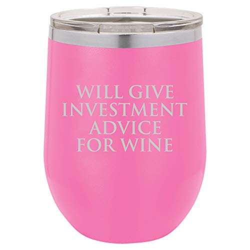 12 oz Double Wall Vacuum Insulated Stainless Steel Wine Tumbler - Stemless Coffee Travel Mug with Lid - Perfect for Office, Commuting & Outdoor Activities (Hot Pink)