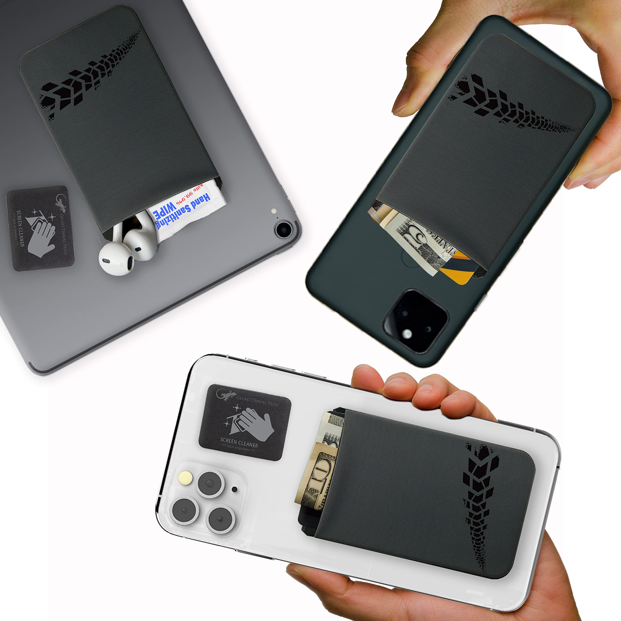 Gecko Stick-On Phone Wallet - Slim Adhesive Card Holder for Credit Cards & Cash - Secure Lycra Pouch for iPhone & Android - Perfect for Gym, Travel & Everyday Use