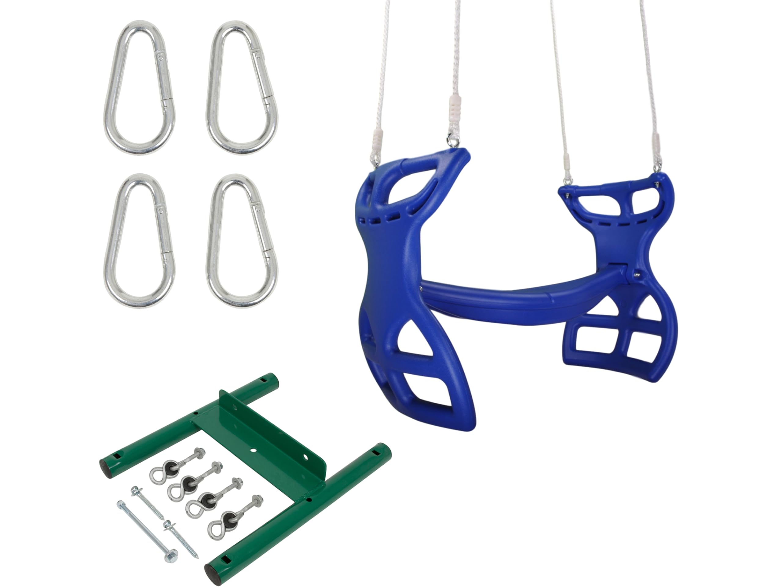Blue Swing Set Glider with Rope Kit & SSS Logo Sticker - Outdoor Play Equipment for Kids Backyard, Park, and Playground Fun