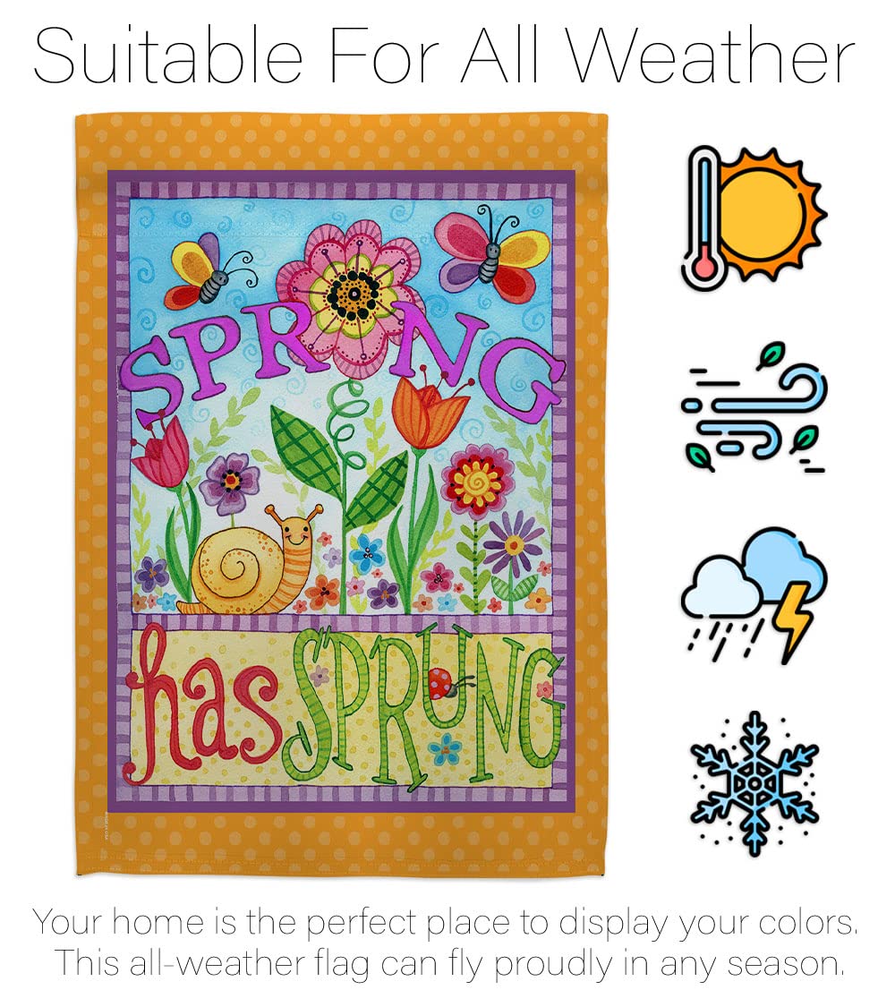 Spring Floral Bugs House Flag Set 28x40 with Pole - Outdoor Garden Decor