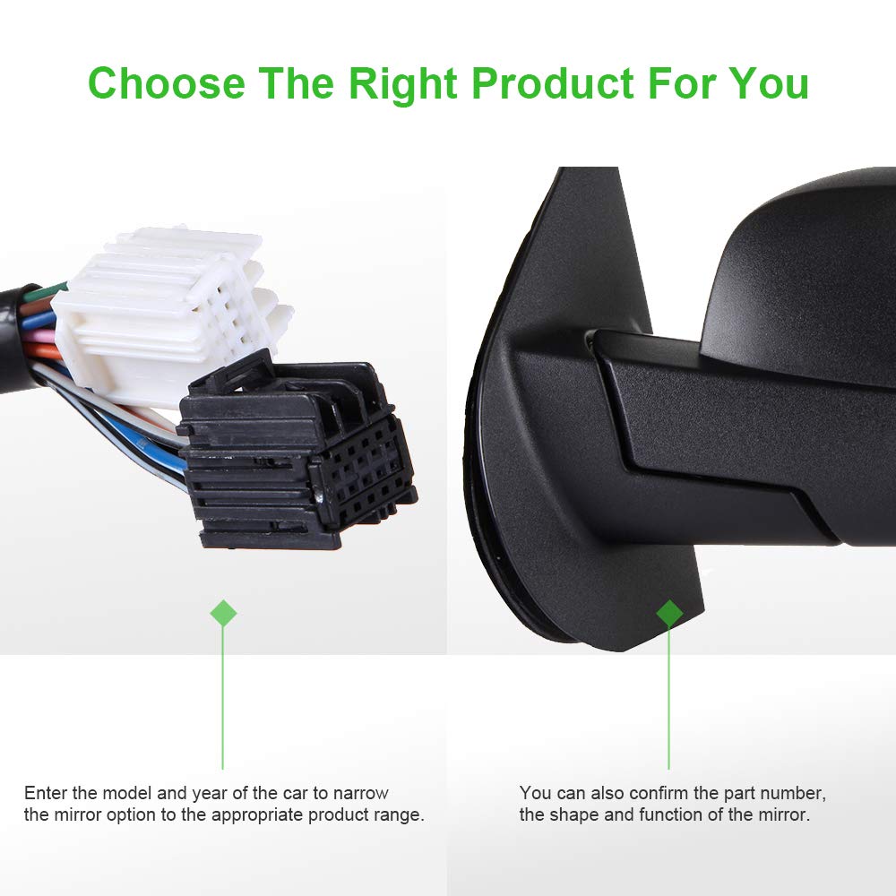SCITOO Power Folding Heated Left Side Door Mirror with Turn Signal & Memory Function - Compatible with 2007-2013 Chevy Silverado & GMC Sierra 1500/2500/3500 HD - Perfect for Winter Driving & Enhanced Safety