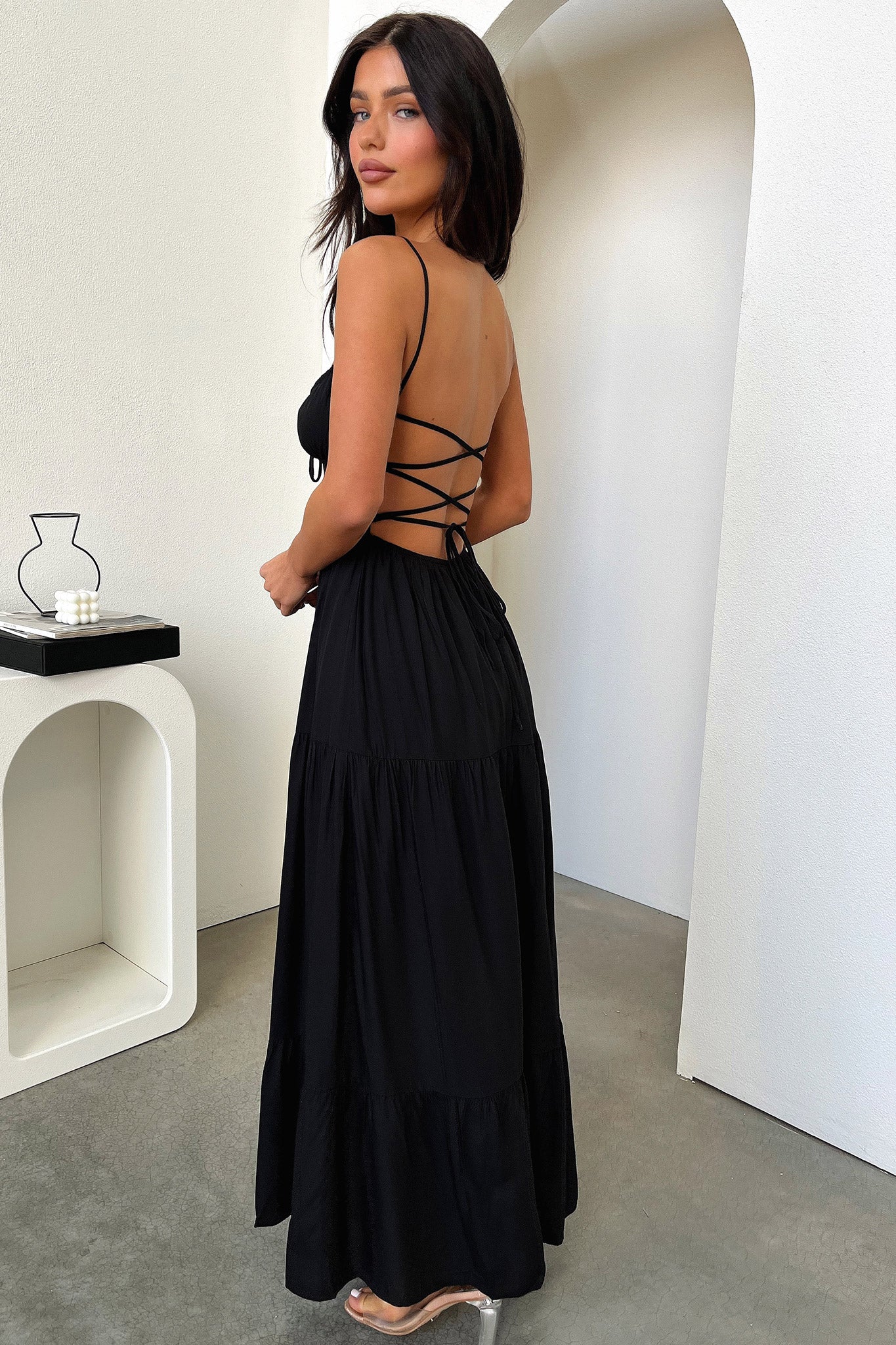 Allie Maxi Dress for Women - Elegant Black Long Flowy Dress for Summer, Beach, Parties & Casual Wear