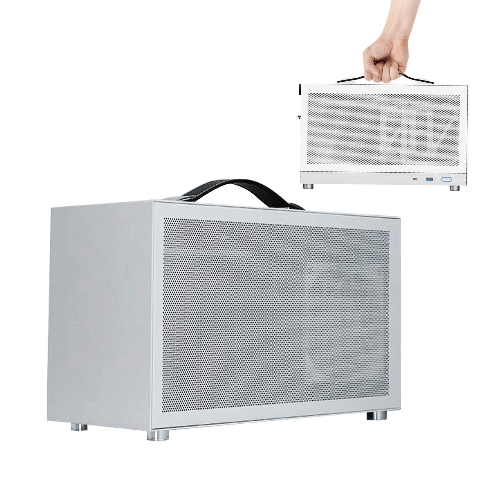 FIAKUP High Airflow PC Case Holder with Mesh Front Panel - Portable Computer Case Holder for Desktop CPU, Ideal for Home Office & Gaming Setup