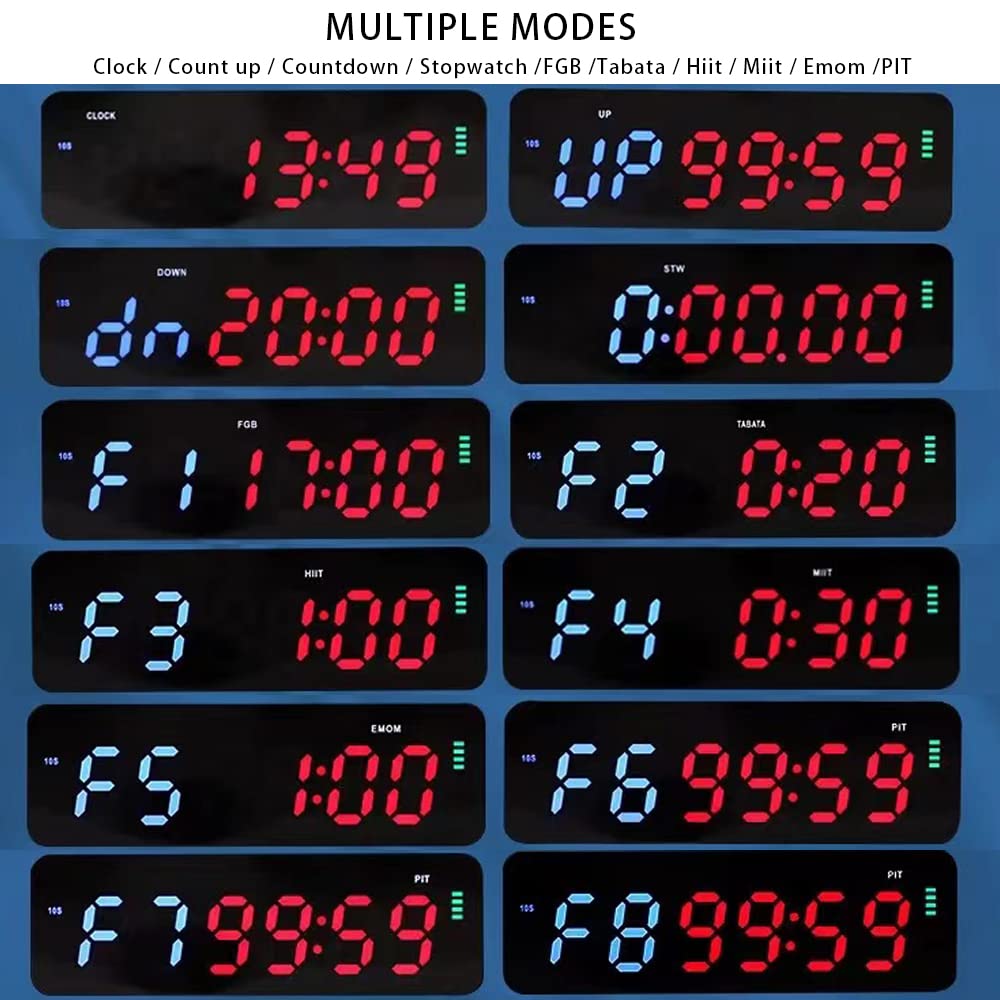 DEGOTM Mini LED Gym Timer - Digital Interval Countdown/Up Clock Stopwatch with 1 Inch Ultra-Clear Display for Home Gym, CrossFit, HIIT & Boxing Workouts