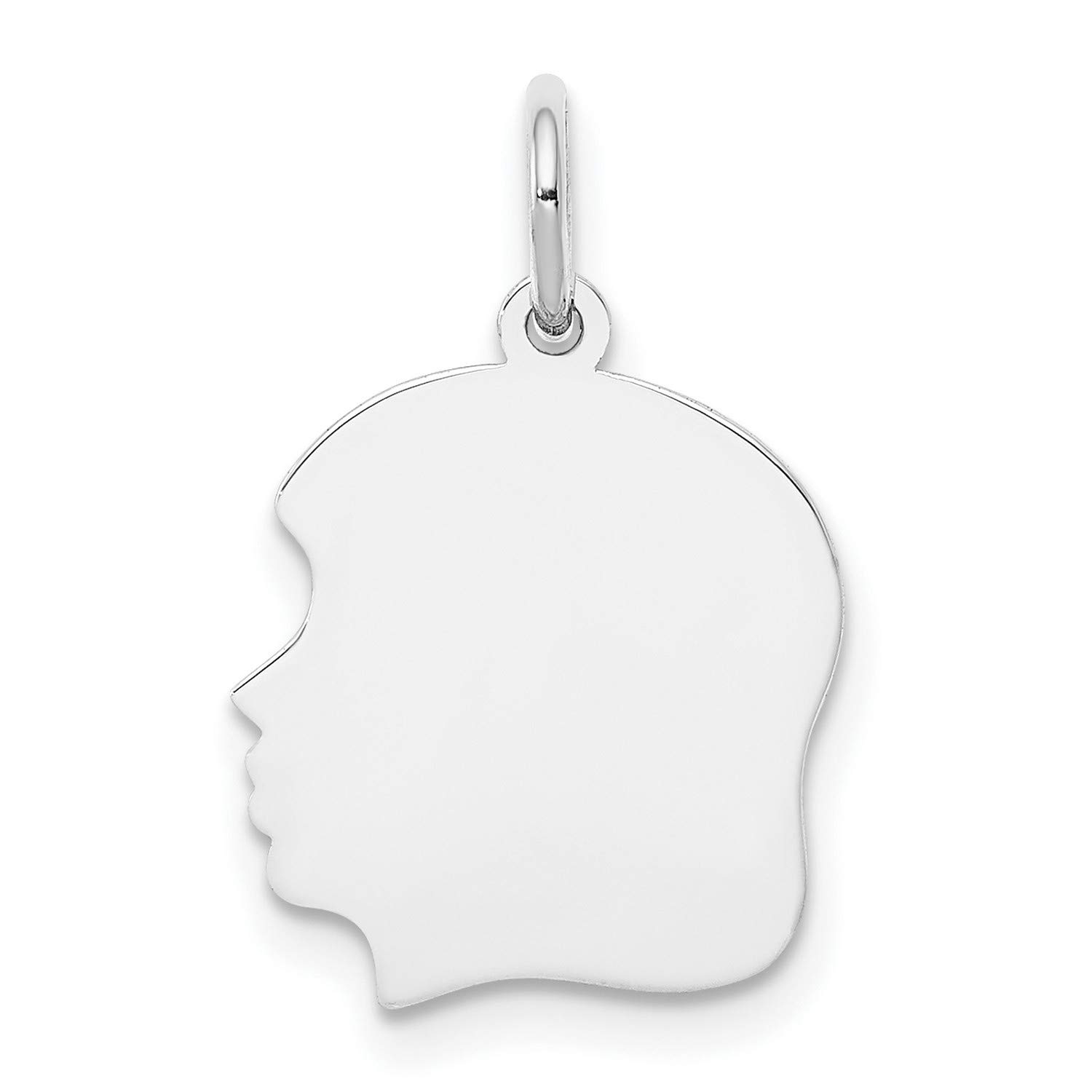 14K White Gold Engravable Girl Charm - 18mm x 13mm Medium Left-Facing Pendant for Necklace, Bracelet & Jewelry Making | Perfect Gift for Birthdays, Anniversaries & Special Occasions