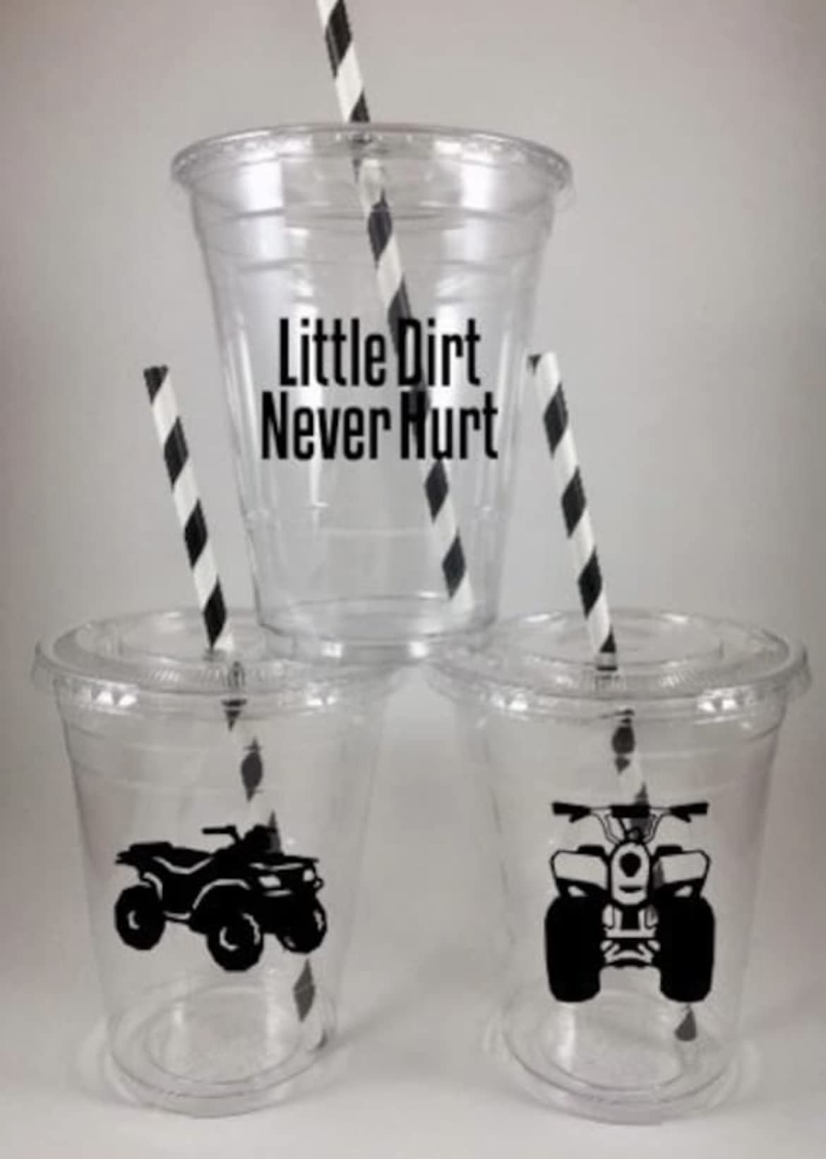 ATV Birthday Party Cups Set of 12 - 4 Wheeler Themed Plastic Cups for Kids Birthday Decorations - Perfect for ATV, Dirt Bike, and Off-Road Vehicle Themed Parties