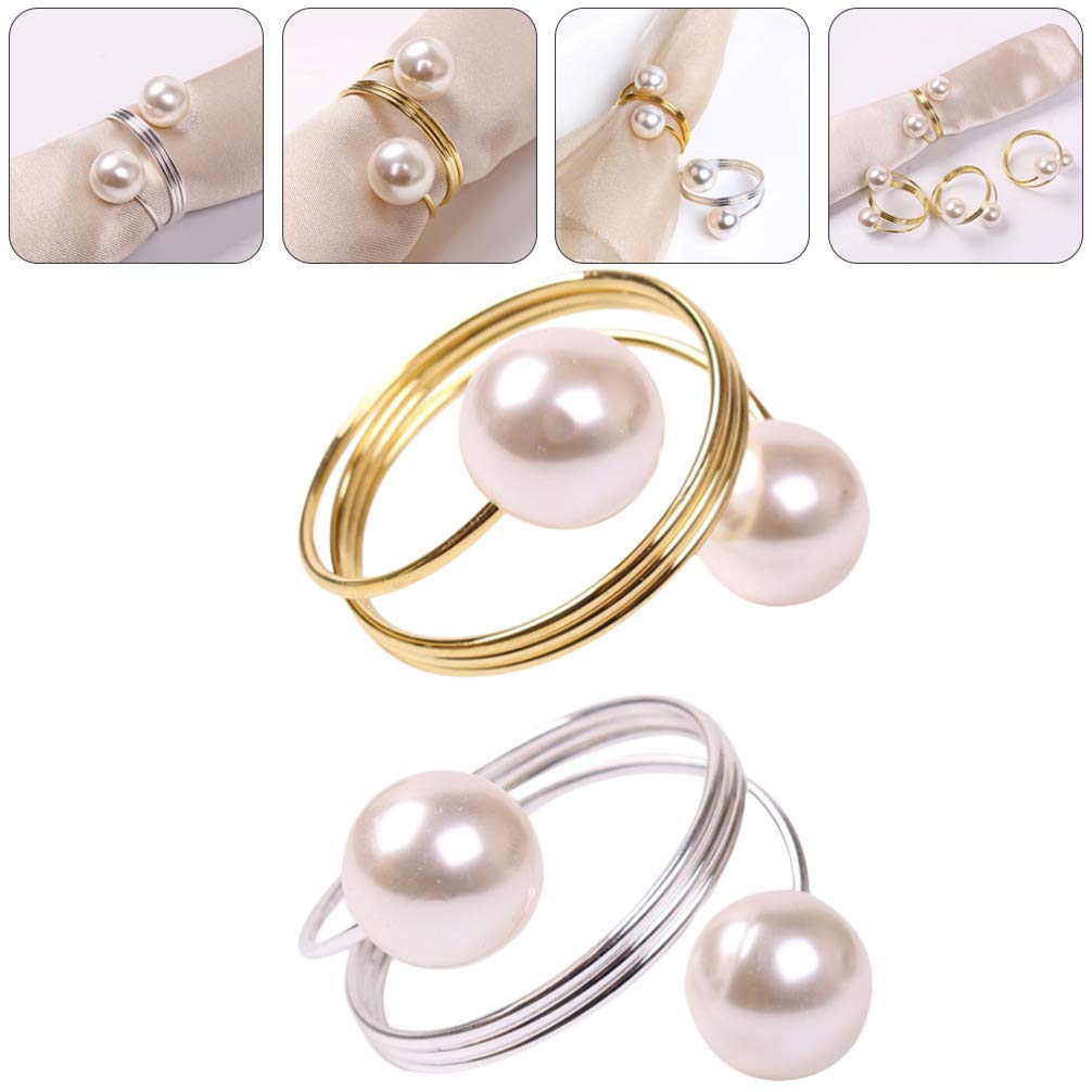 2-Pack Pearl Napkin Rings - Elegant Napkin Holders for Banquet, Dinner Party & Table Decor - Perfect for Weddings, Holidays & Special Occasions