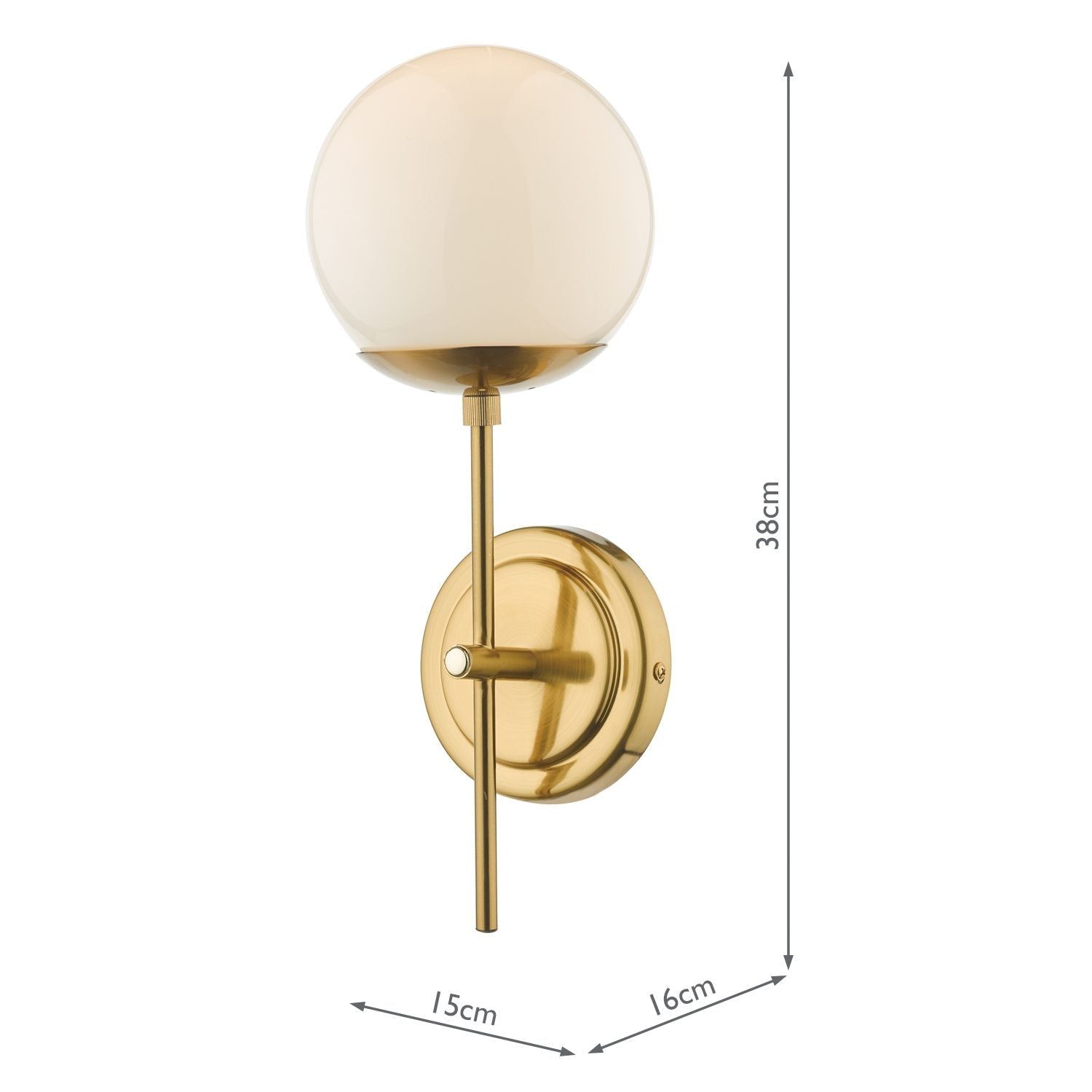 Bombazine Wall Light - Natural Brass & Opal Glass IP20 Rated | Elegant Sconce Lighting for Bedroom, Hallway, and Living Room Decor