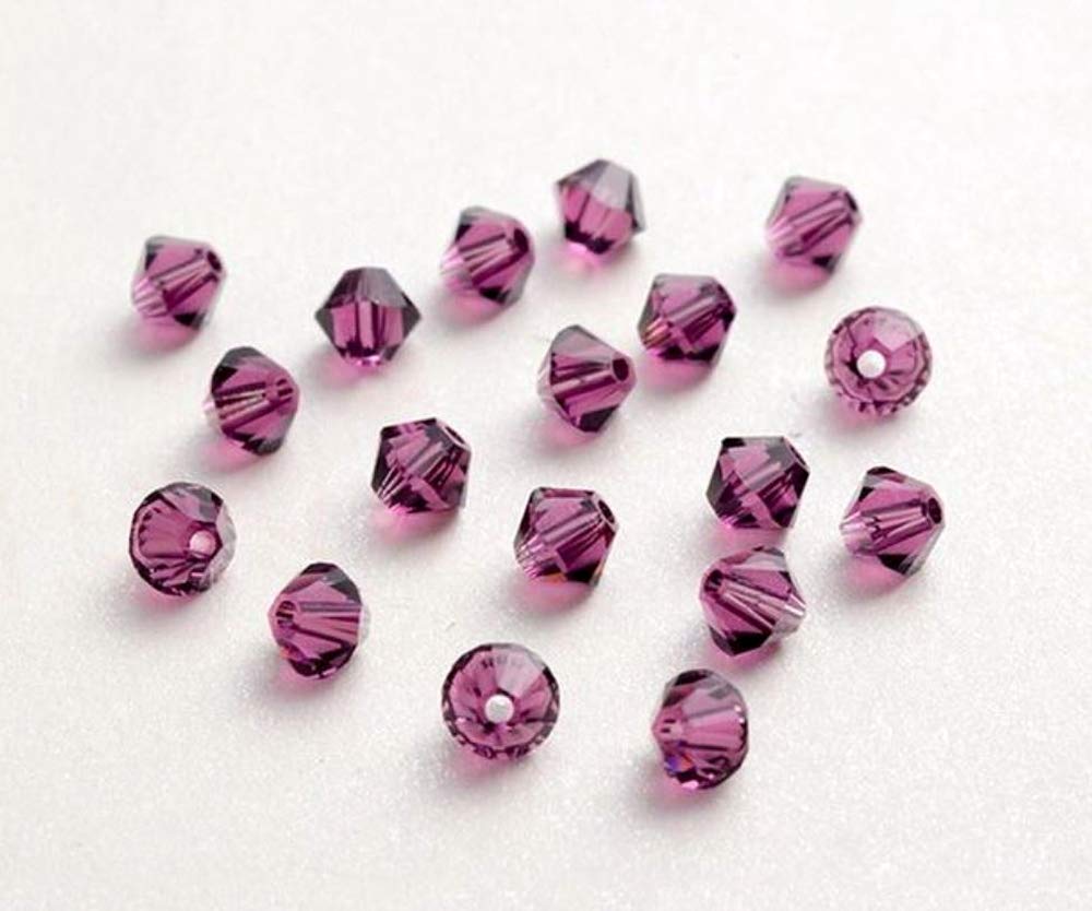 500pcs Authentic Preciosa 4mm (0.16 inch) Small Faceted Bicone Crystal Loose Beads - Purple Amethyst for DIY Jewelry Making, Compatible with Swarovski 5301/5328 (Pre-B411) - Perfect for Necklaces, Bracelets, Earrings & Craft Projects