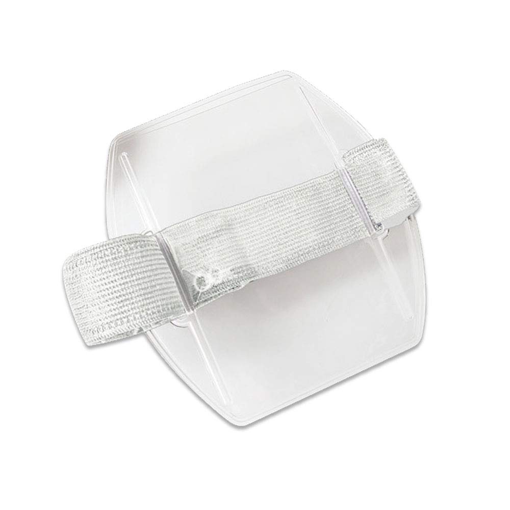 Brady People ID 504-ARNW Vinyl Vertical Arm Band Badge Holder with White Strap, 2.38