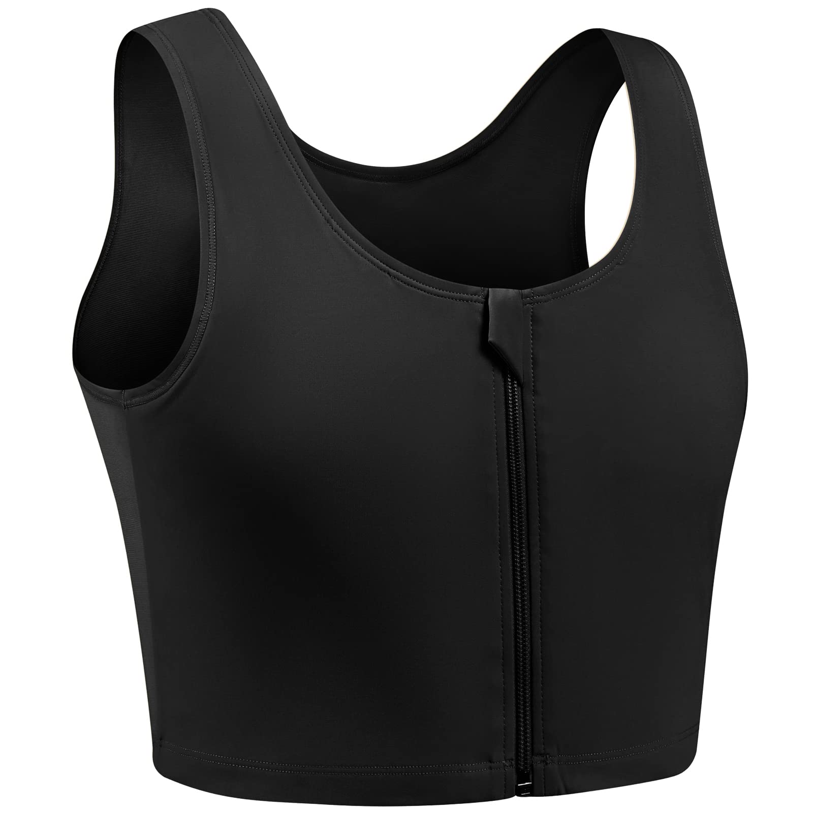 FTM Chest Binder for Transgender Men - Breathable Zip-Up Half Binder for Comfort & Support - Perfect for Binding, Workouts, and Everyday Wear