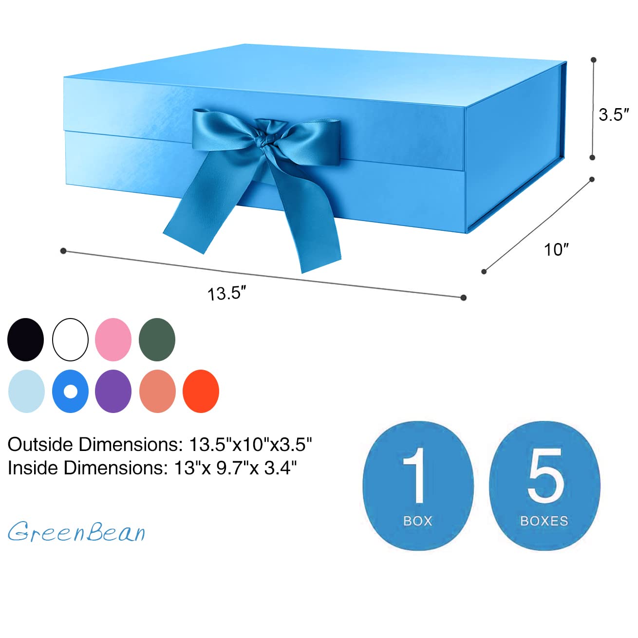 Premium 13x9.7x3.4 Inch Glossy Blue Magnetic Gift Box with Ribbon - Luxury Wedding Proposal Box for Groomsmen, Bridesmaids & Special Occasions - Perfect for Jewelry, Watches, Engagements & Anniversary Gifts