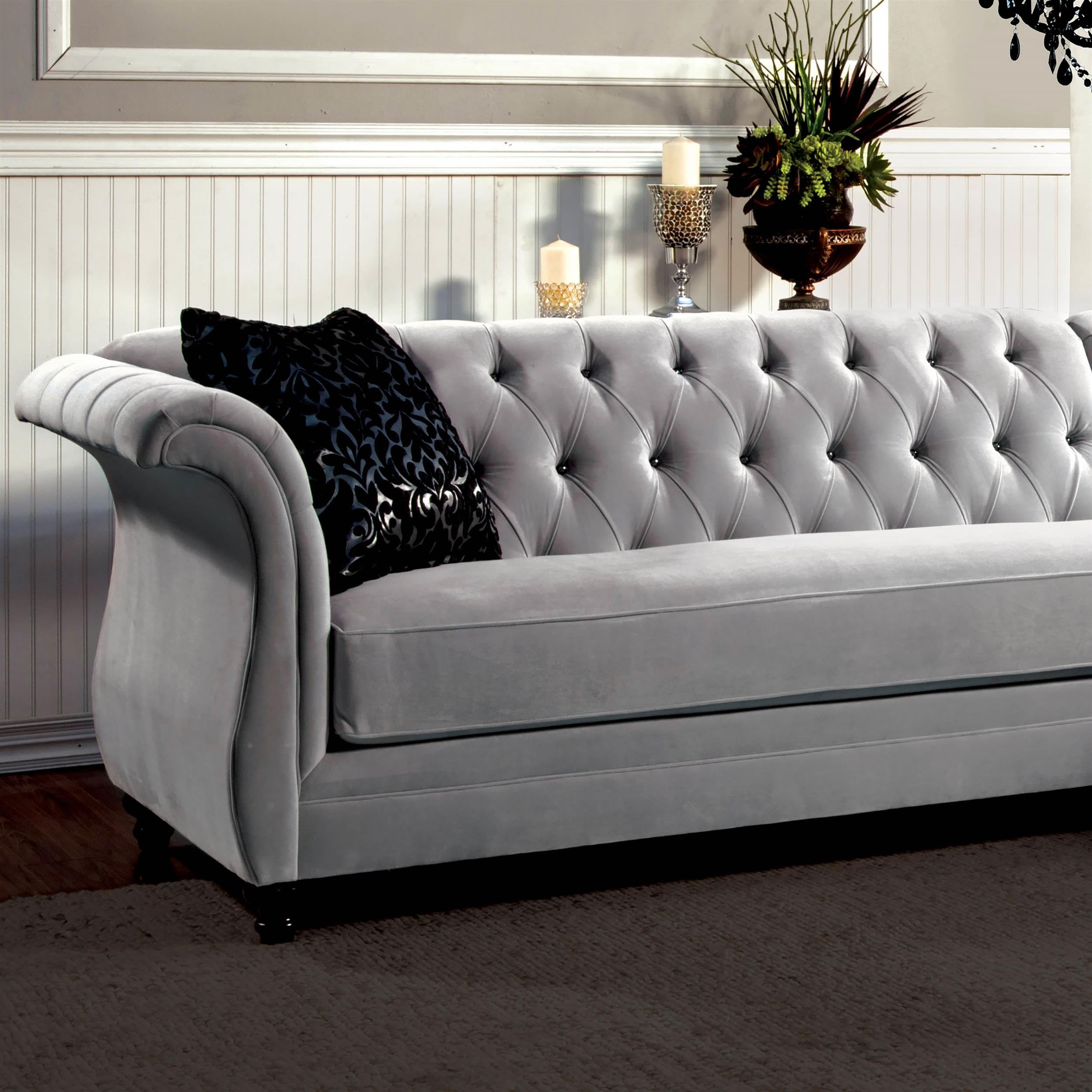 Furniture of America 2-Piece Corinee Glamorous Sectional Sofa Set in Taupe - Modern Living Room Furniture for Small Spaces & Apartments
