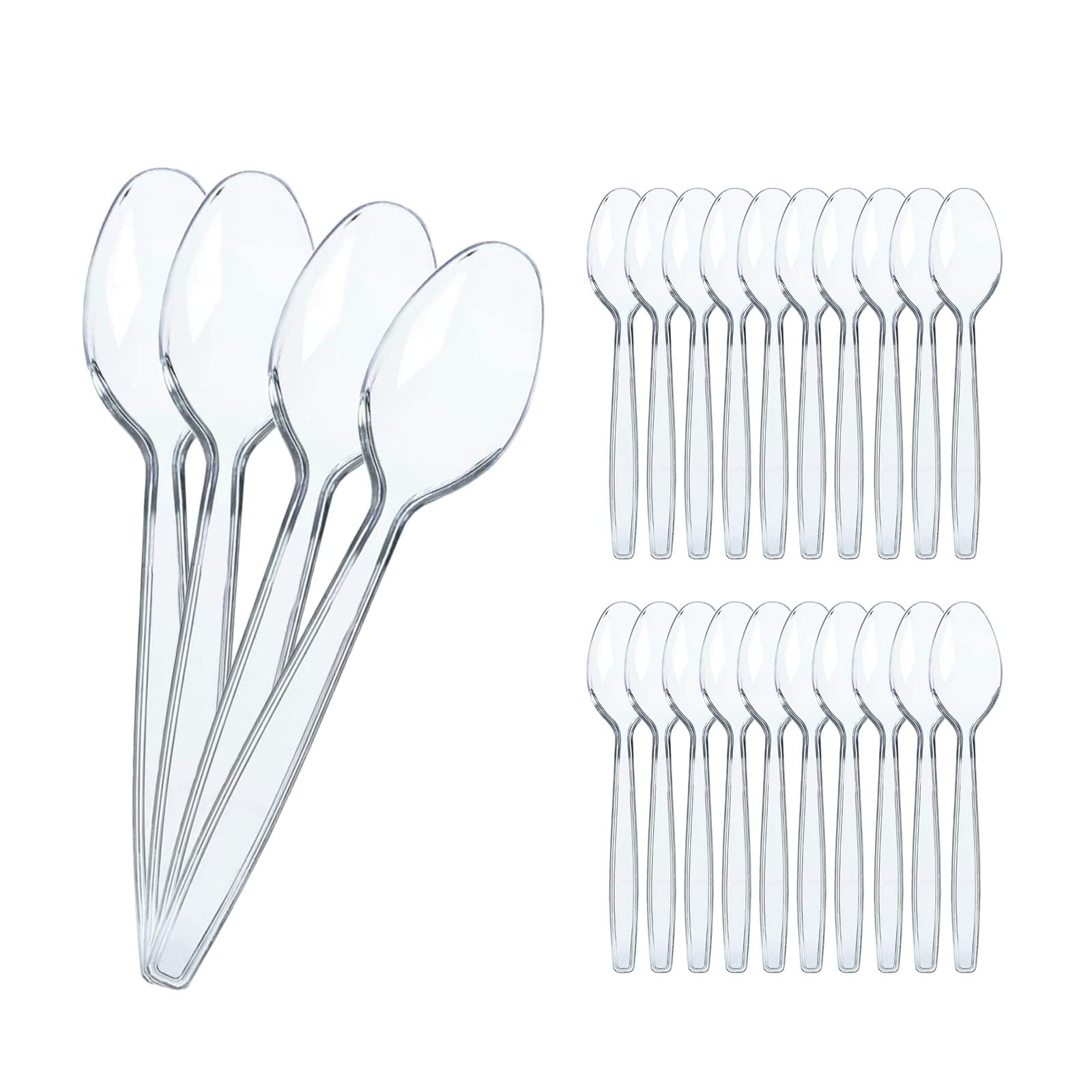 Eco-Friendly Plastic Spoons - Reusable Dishwasher Safe Cutlery for Coffee, Parties & Dining (Transparent) | Bulk Disposable Tableware for Restaurants, Picnics & Events