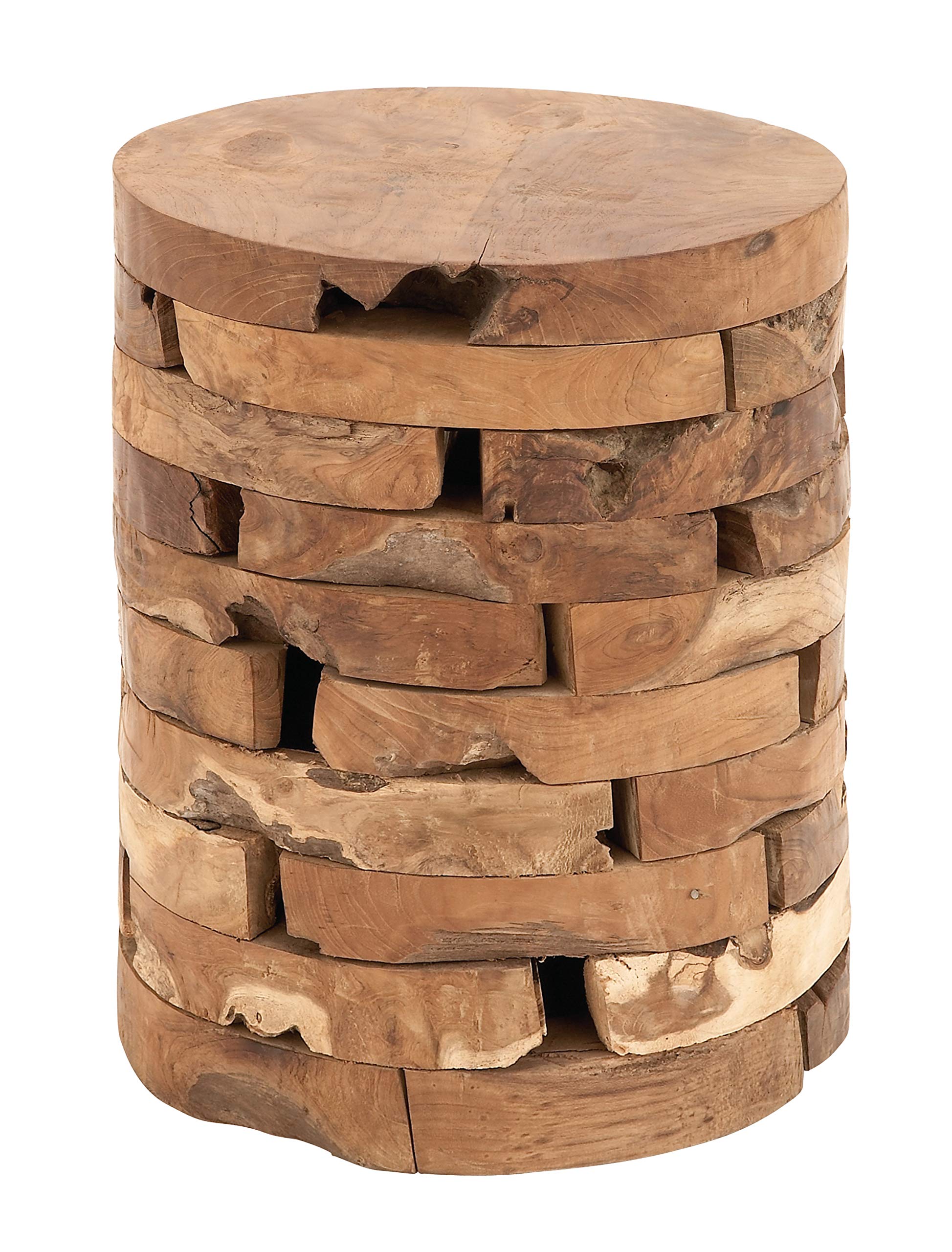 Deco 79 Handmade Teak Wood Live Edge Side Table with Brick Design - 14