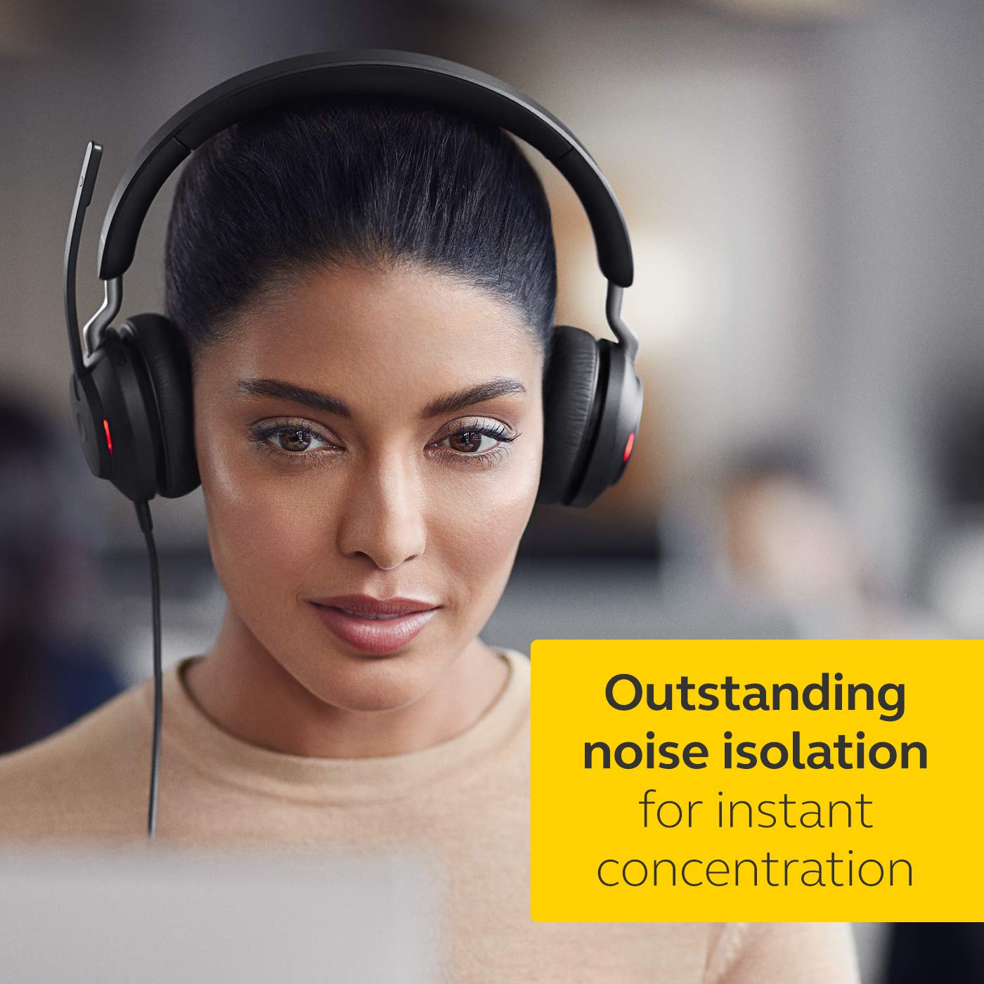 Jabra Evolve2 40 PC Headset - UC Certified Noise Cancelling Stereo Headphones with 3-Microphone Call Technology (USB-C, Black) - Perfect for Remote Work, Video Conferencing & Office Use