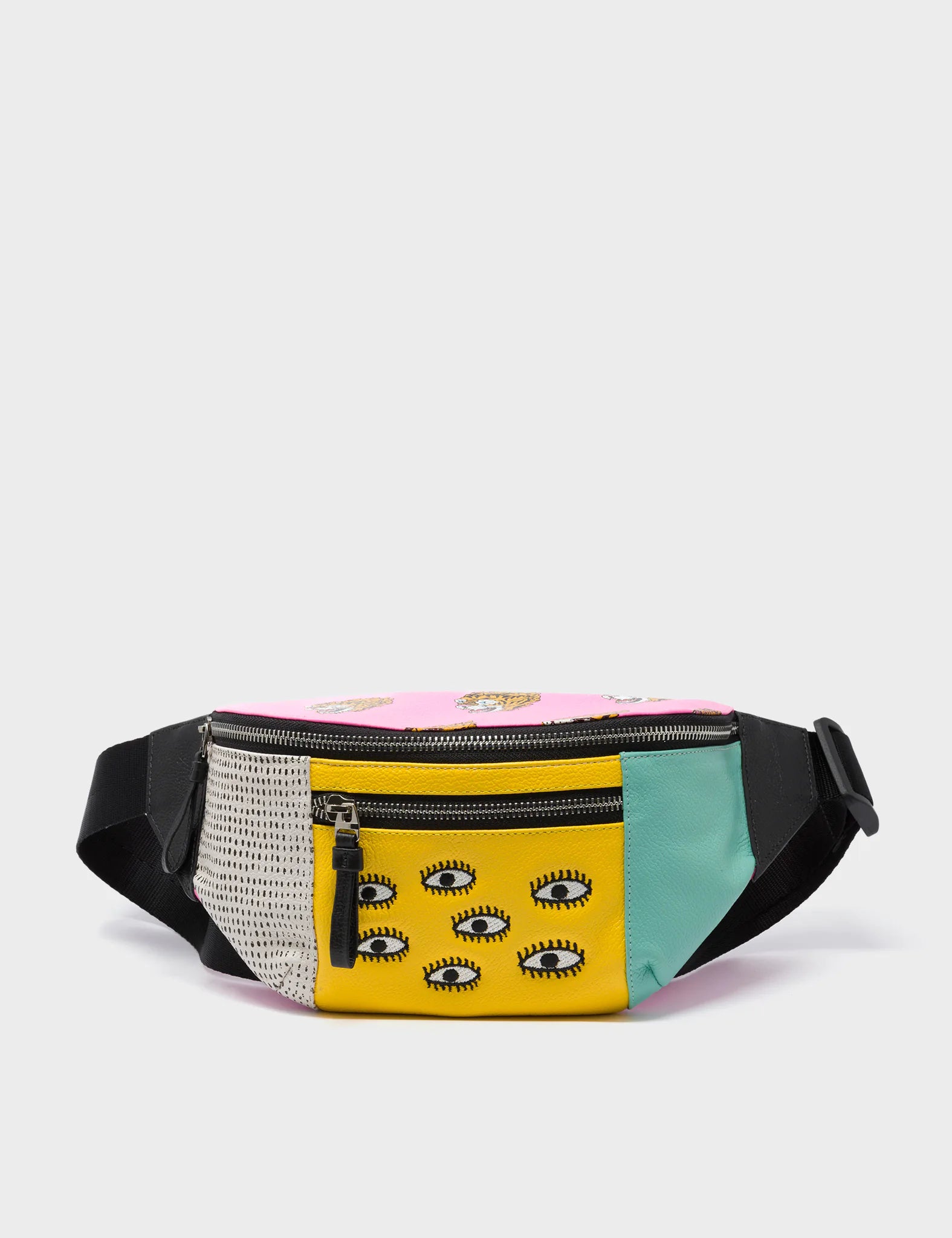 Harold Fanny Pack - Bubblegum Pink Leather with Tiger Print - Waist Bag for Women & Men - Perfect for Travel, Hiking, and Festivals