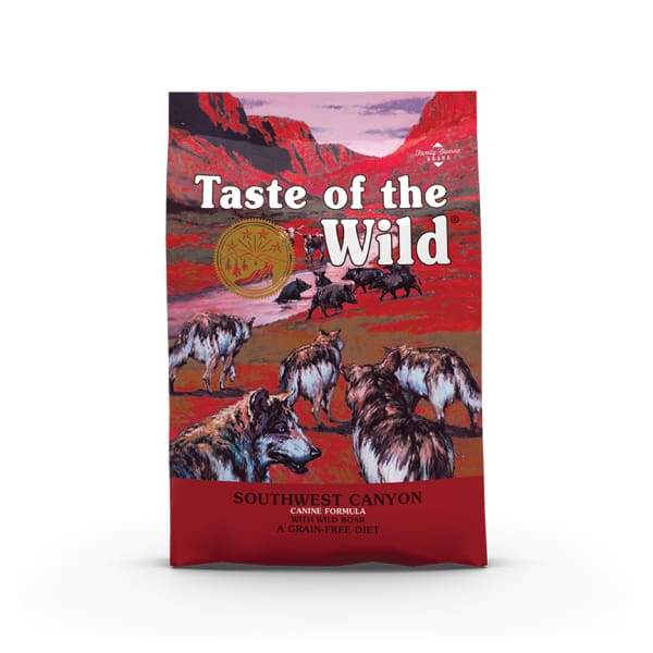 Taste of the Wild South Canyon Grain-Free Dry Dog Food with Wild Boar - High Protein, Natural Ingredients for Adult Dogs (5lb & 14lb Bags) - Perfect for Active Dogs & Outdoor Adventures