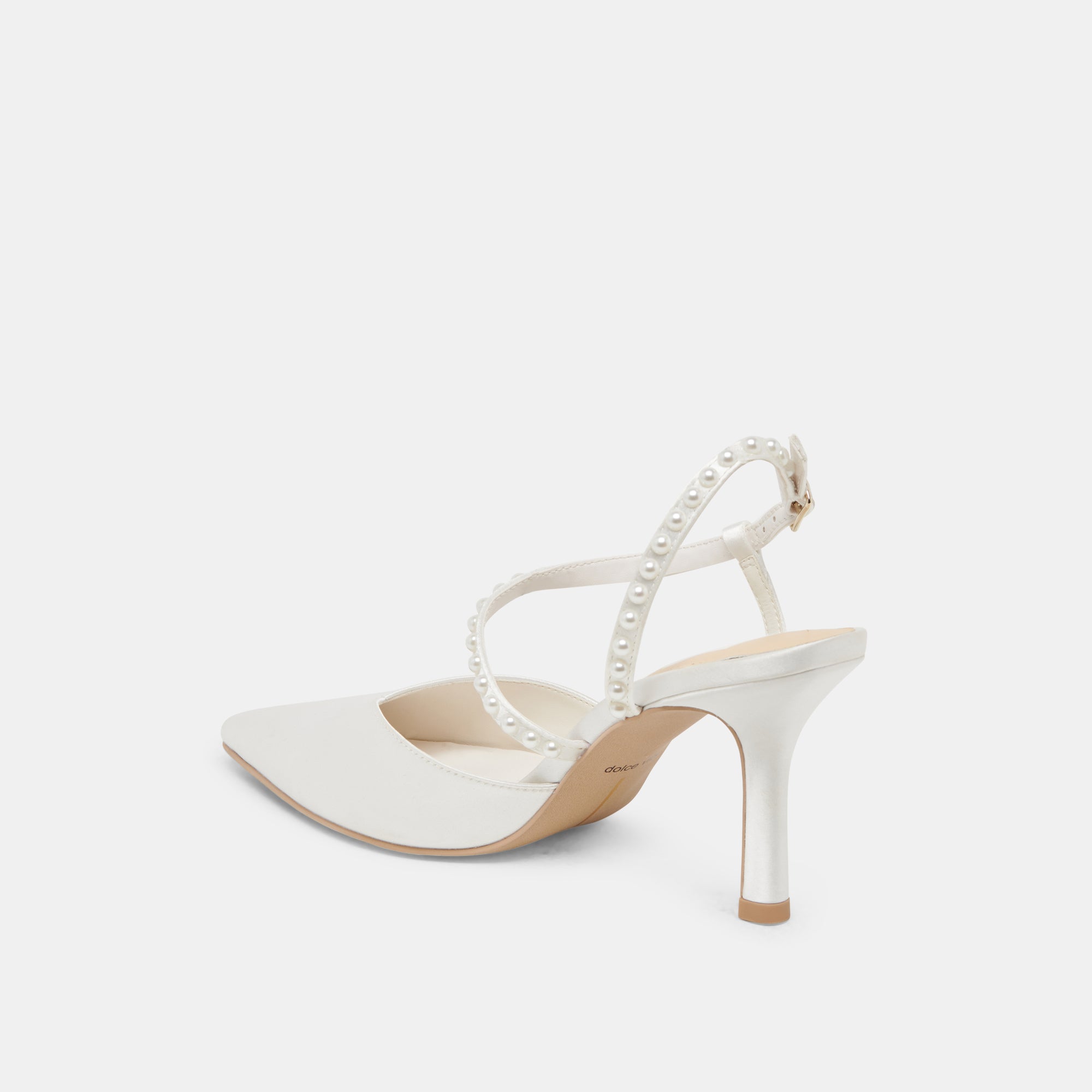 KAMRA Pearl Heels - Elegant True White Satin High Heels for Women | Perfect for Weddings, Prom & Evening Parties