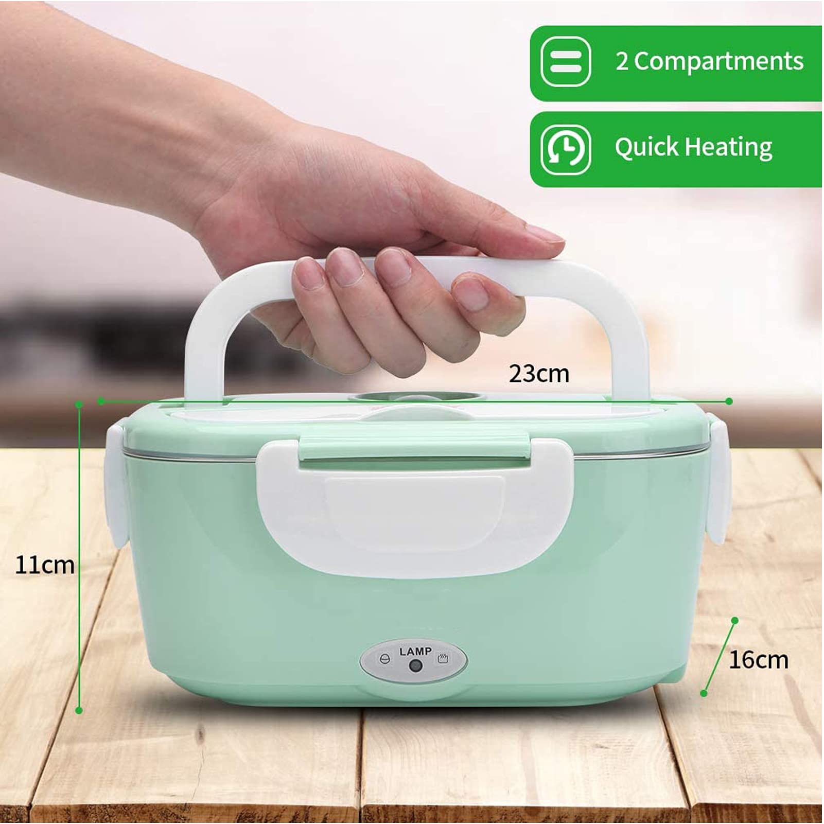 Portable Electric Lunch Box - 304 Stainless Steel Food Warmer for Office, Truck, Car & Travel | Includes Spoon, Fork & Carry Bag | Perfect for Meal Prep, Commuting & Outdoor Activities
