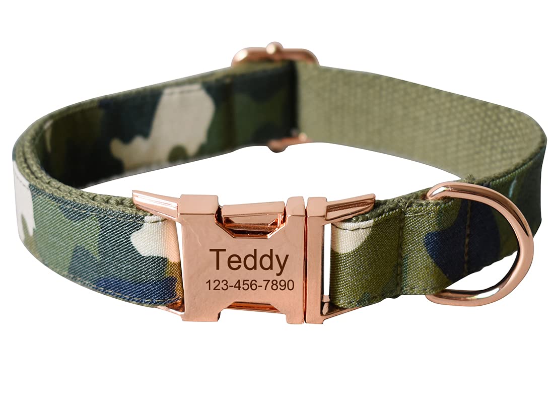 Custom Engraved Dog Collar with Name & Phone - S, Camo for Small Pets