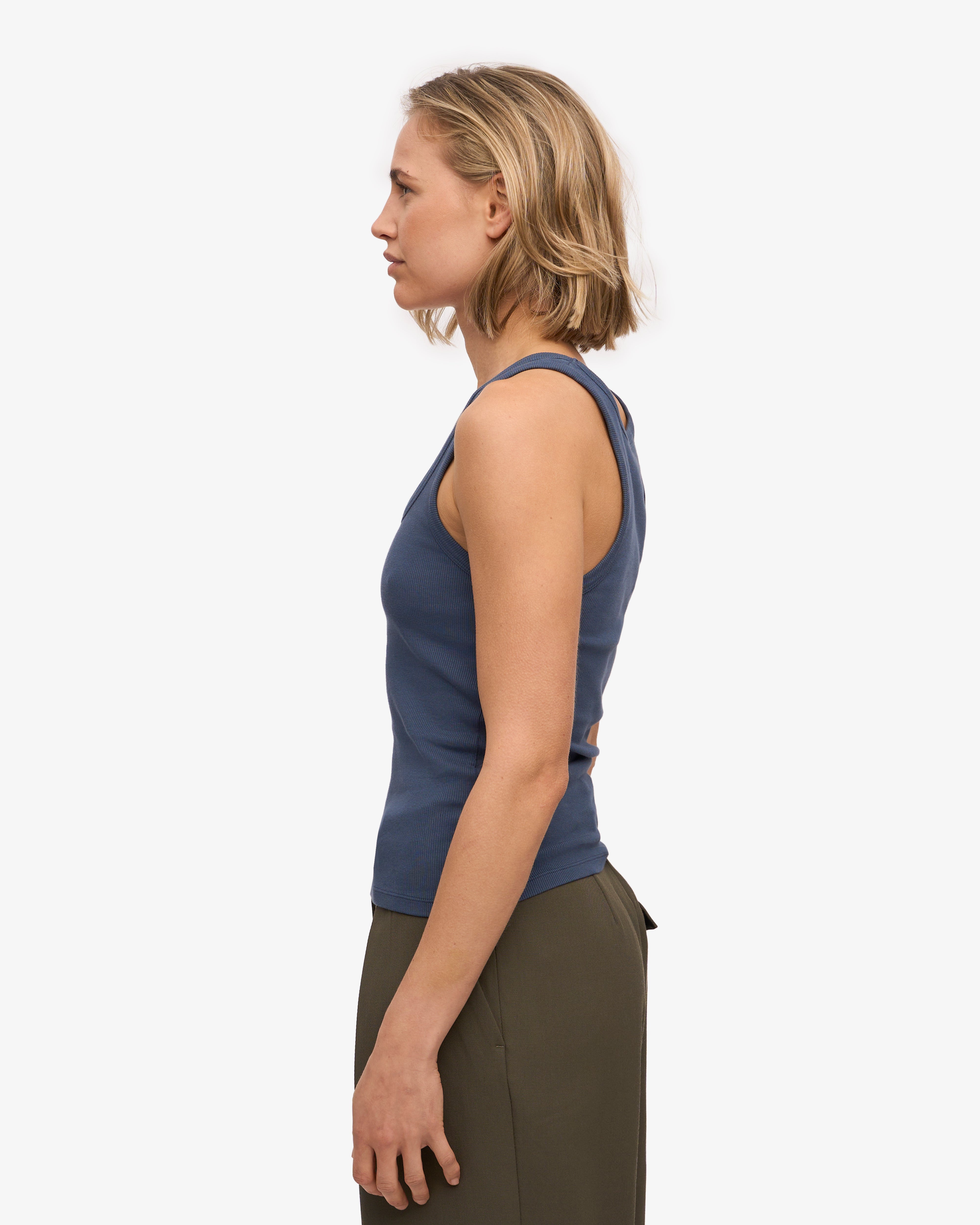 Organic Cotton Ribbed Tank Top for Women - Petrol Blue | Comfortable & Breathable Summer Casual Wear