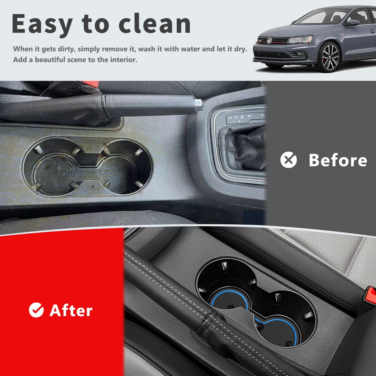 **Auovo Custom Fit Car Floor Mats for Volkswagen Jetta 2013-2018 - 10-Piece Set, Anti-Slip Dustproof Door & Cup Holder Liners, Interior Accessories (Blue) - Perfect for Daily Commute & Road Trips**