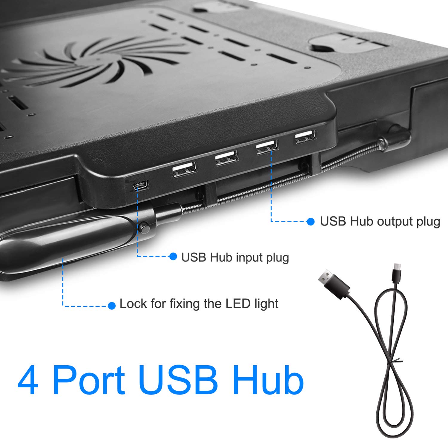 Adjustable Laptop Table Stand for Bed & Sofa - Portable Foldable Lap Desk with Cooling Fan, 4 USB Ports, Lightweight Design for Home, Office, and Travel Use