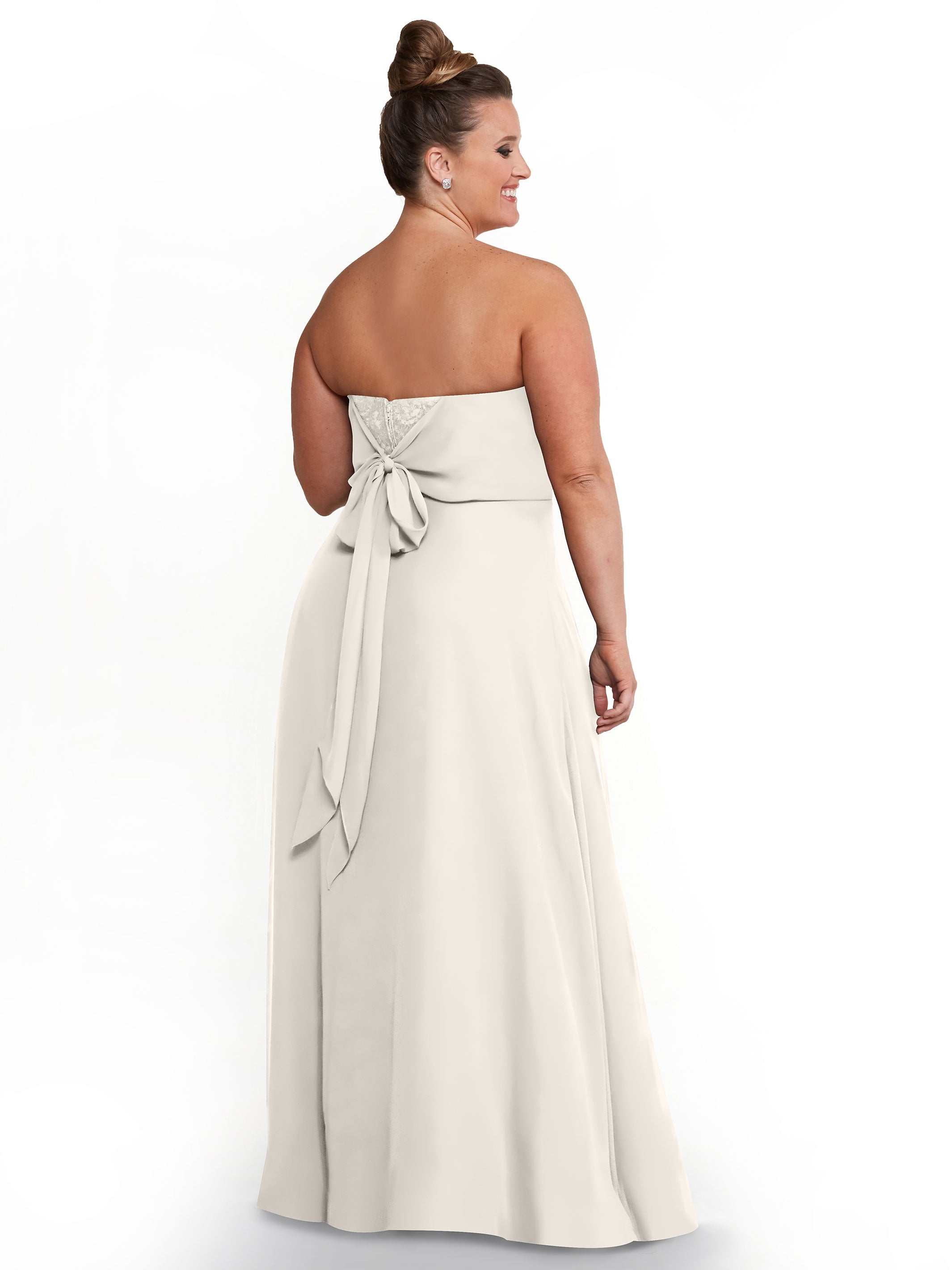 Elegant Strapless Sweetheart Chiffon Bridesmaid Dress with Lace Detail & High Slit - Perfect for Weddings, Proms & Formal Events