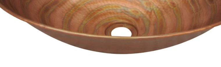 Handcrafted Oval Copper Vessel Sink - Rustic Farmhouse Bathroom & Kitchen Sink with Natural Patina Finish | Perfect for Modern, Vintage, or Industrial Style Homes